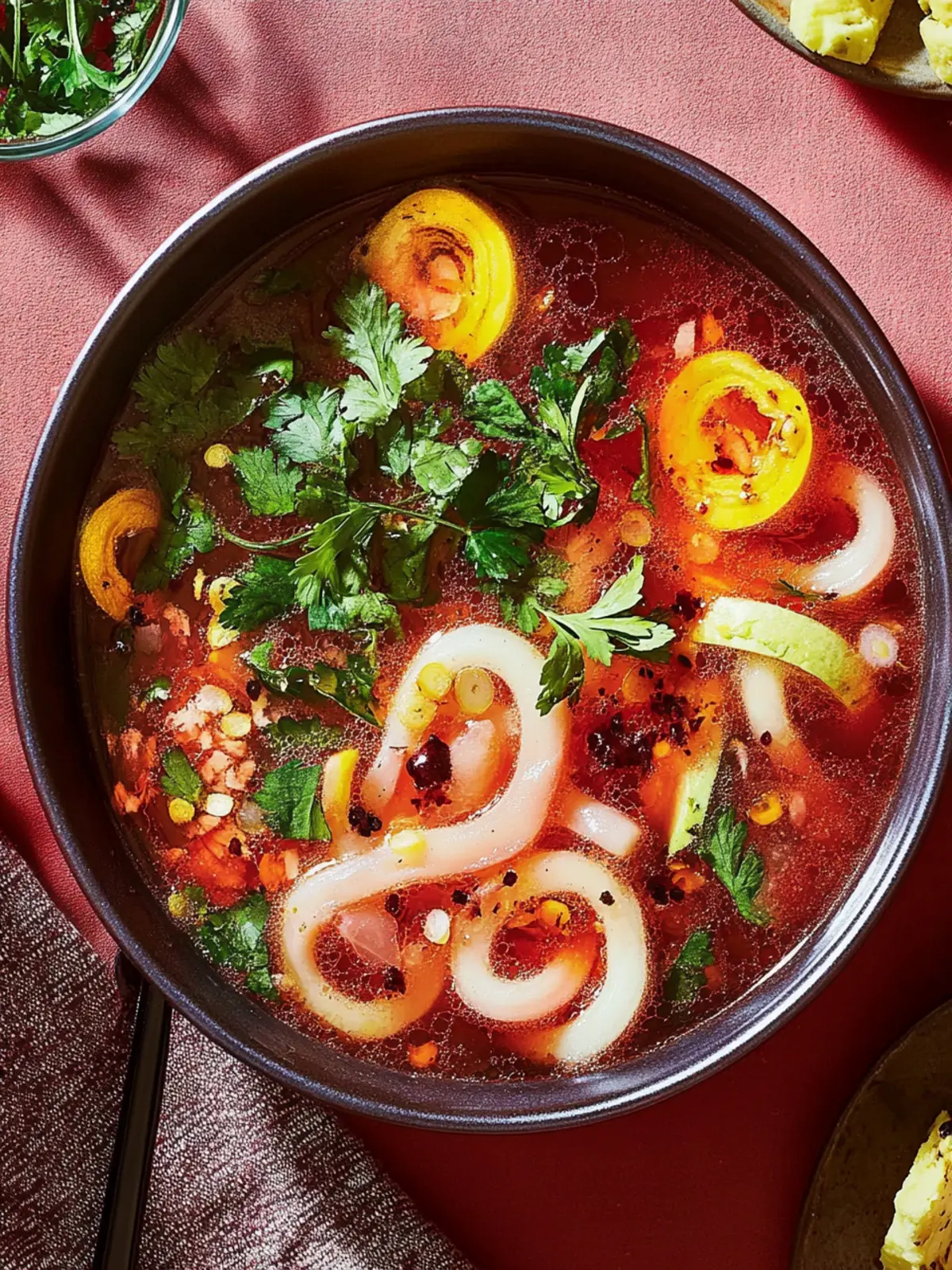 Udon in Butter-Tomaten-Soja-Brühe