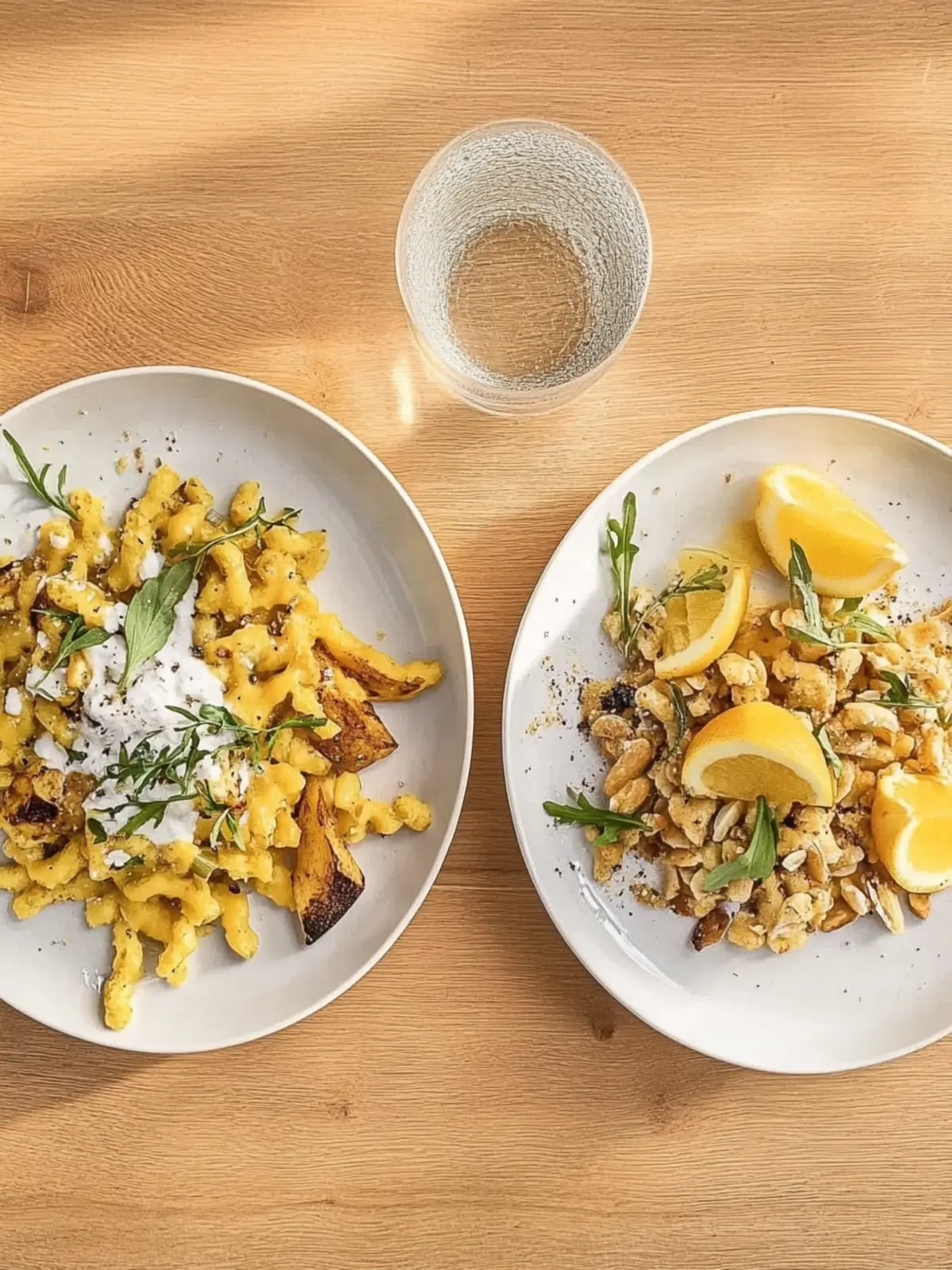Spätzle mit Spiegelei und Rucola