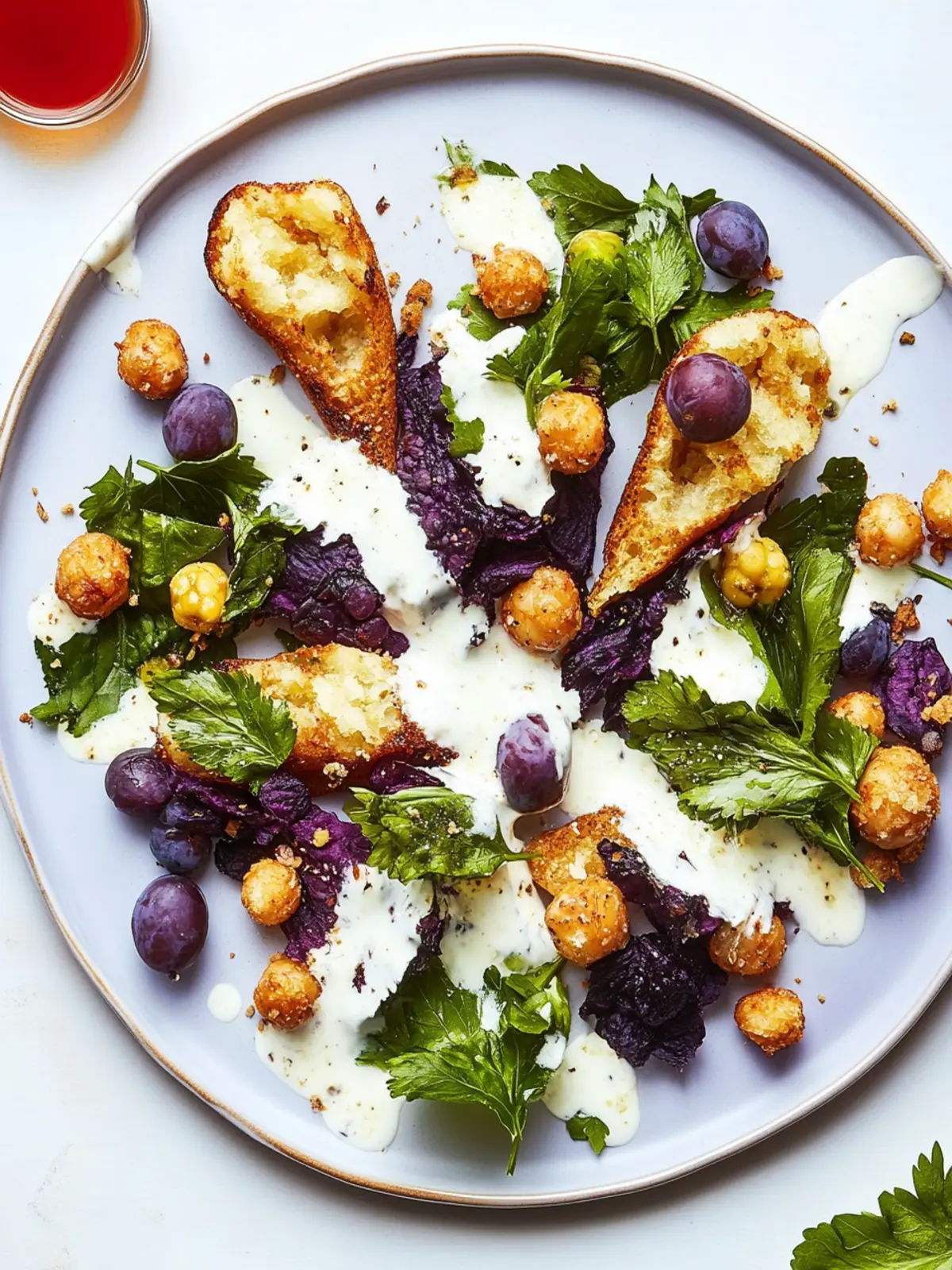 Fried cabbage steaks with crispy chickpeas and herb croutons - sides for the New Year's holidays