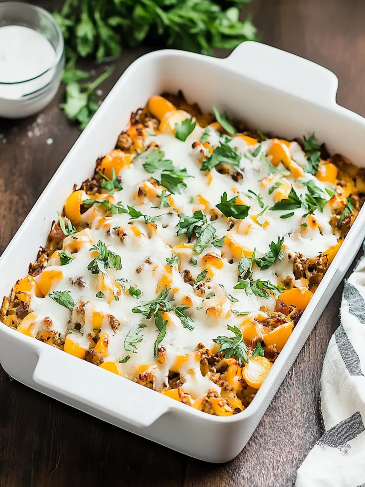 Spiralisierter mexikanischer Süßkartoffel-Hähnchen-Auflauf