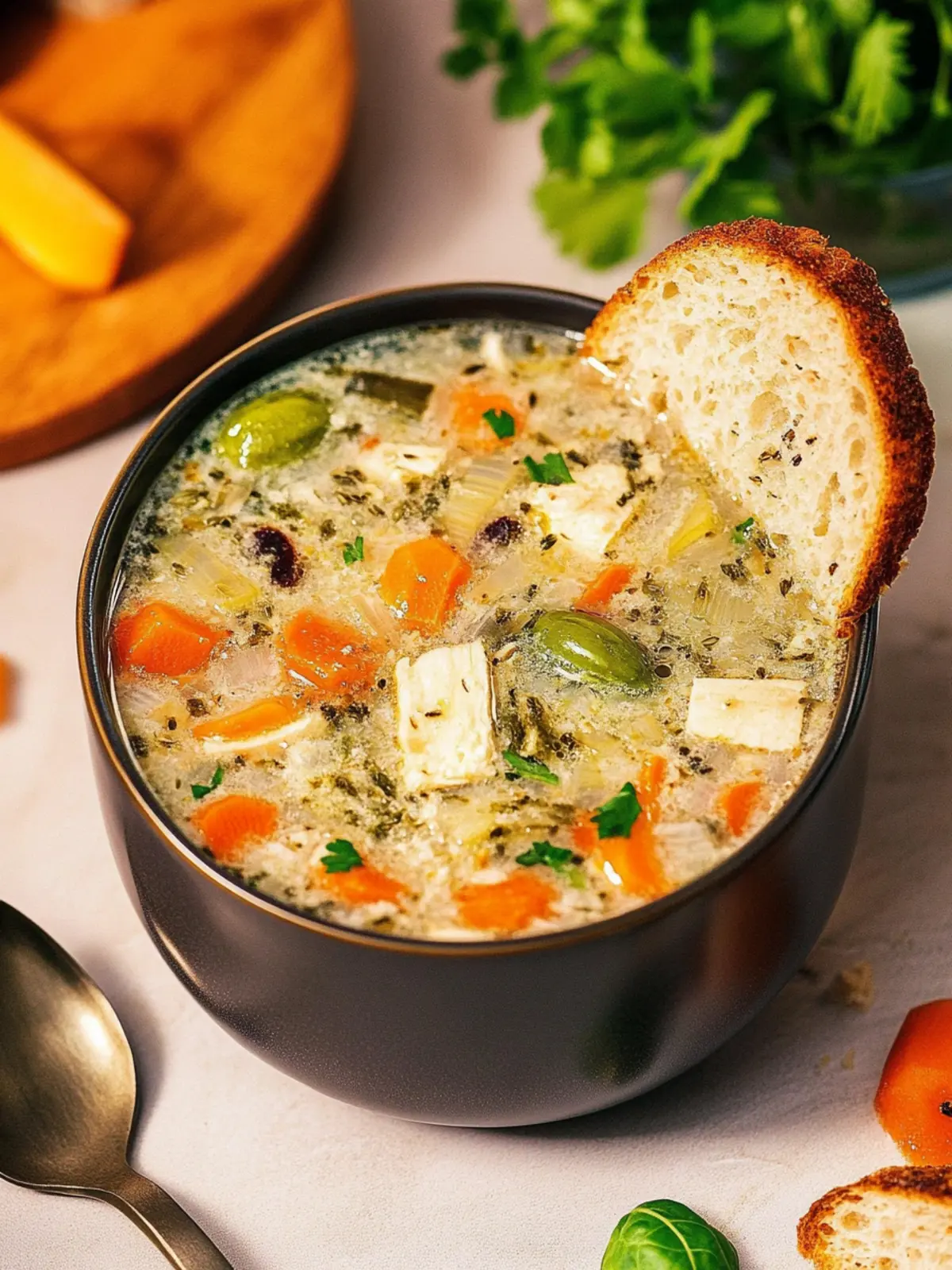 Cremige Hühner-Wildreis-Suppe