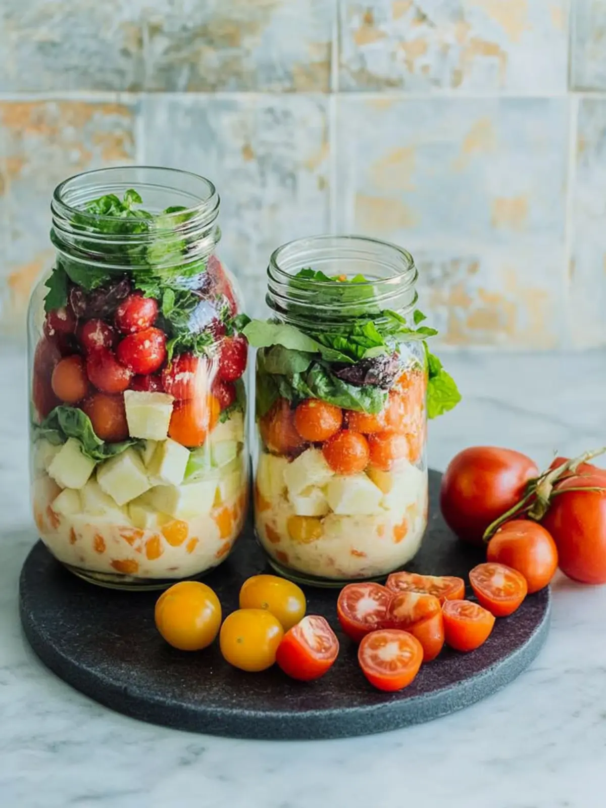 La Scala gehackter Salat mit cremigem Dressing im Einmachglas