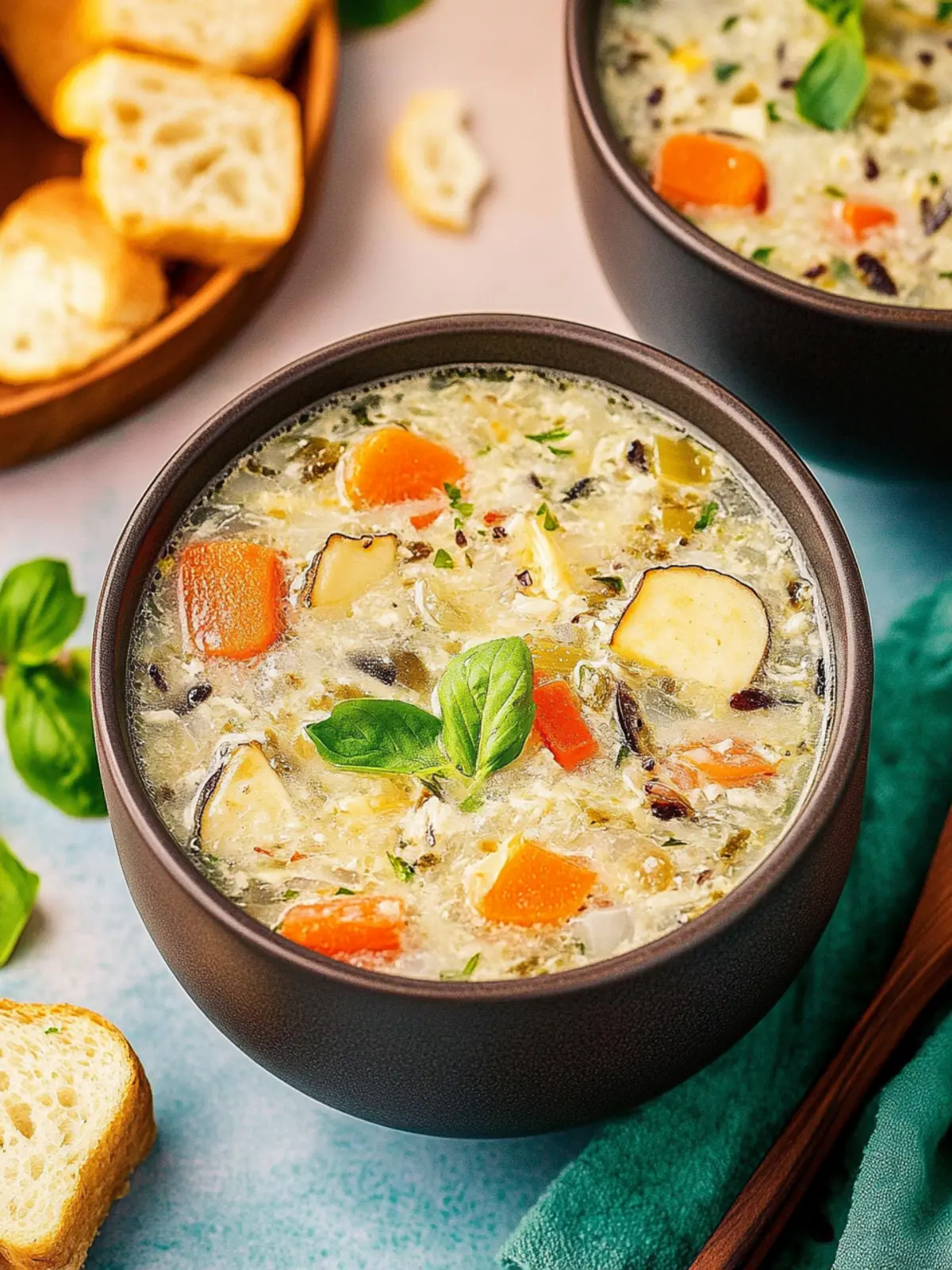 Cremige Hühner-Wildreis-Suppe