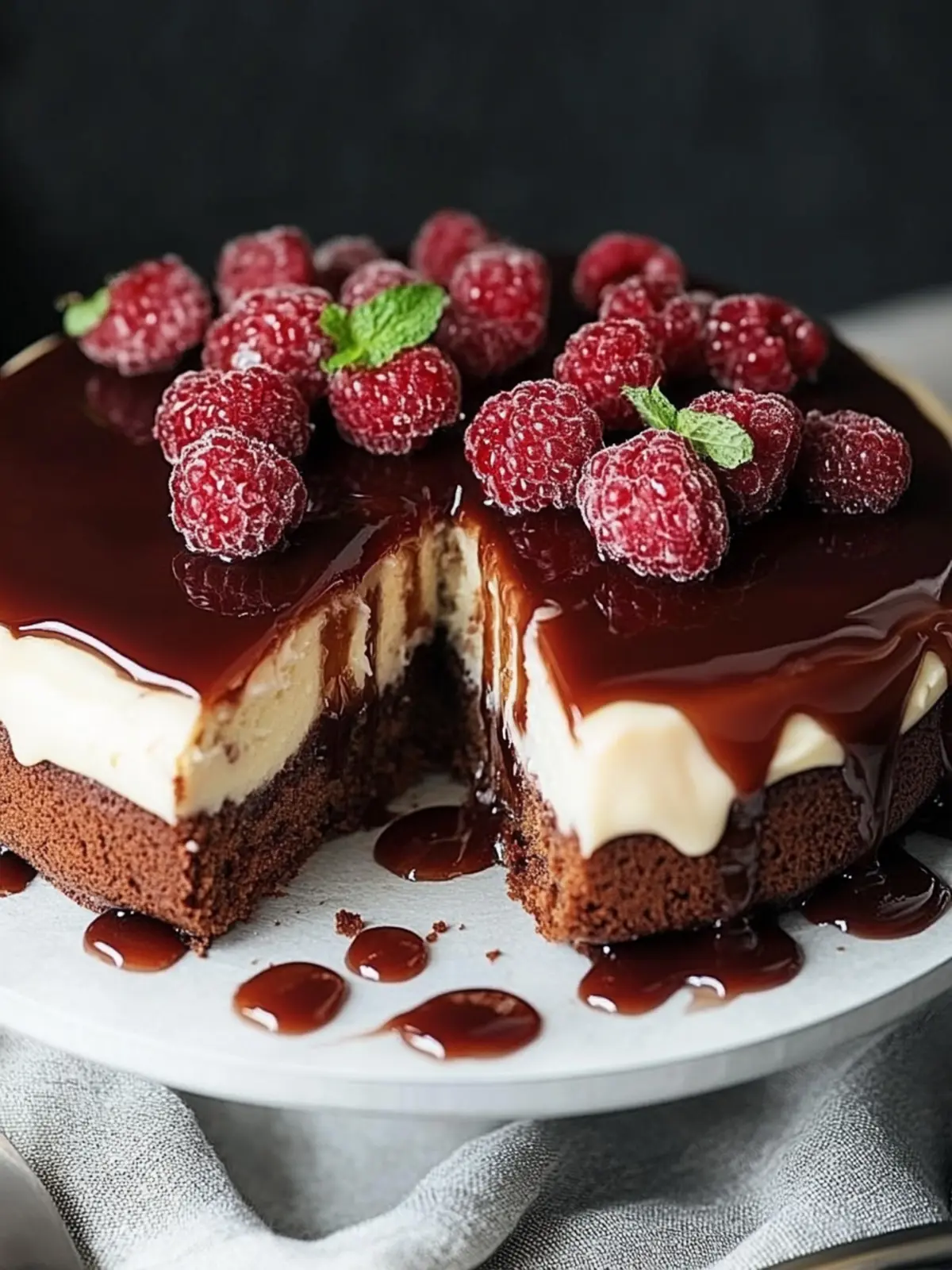Juicy chocolate cake with glaze
