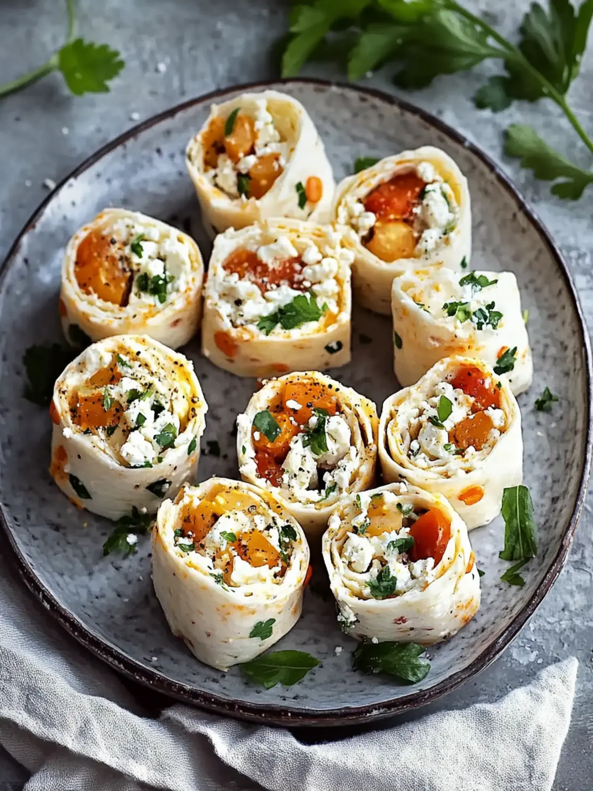 Feta-Röllchen mit Paprika und Kräutern einfach selber machen