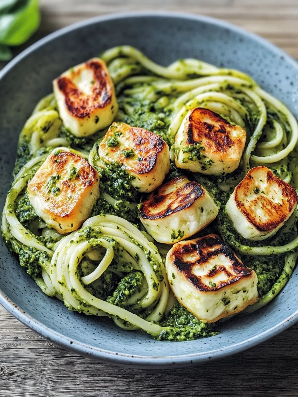 Halloumi with Zucchini-Pesto-Nudeln