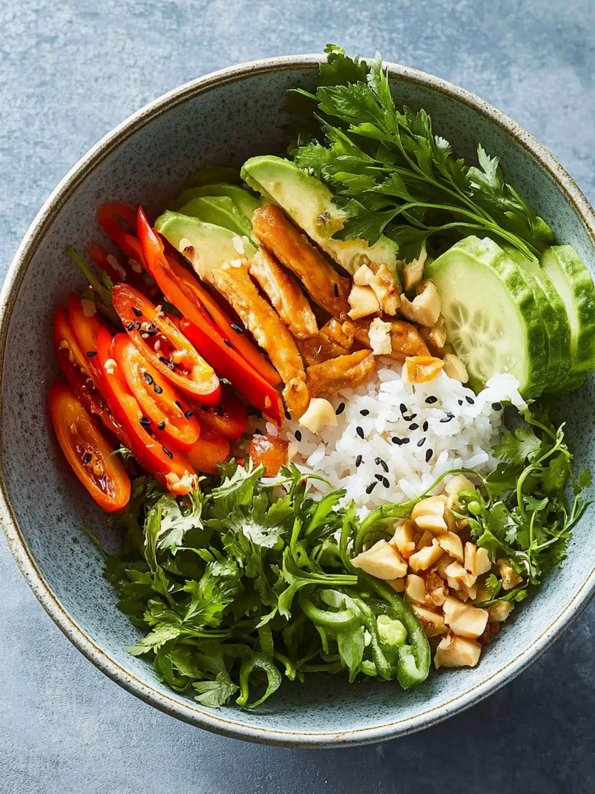 Asia-Bowl mit Kräutersalat