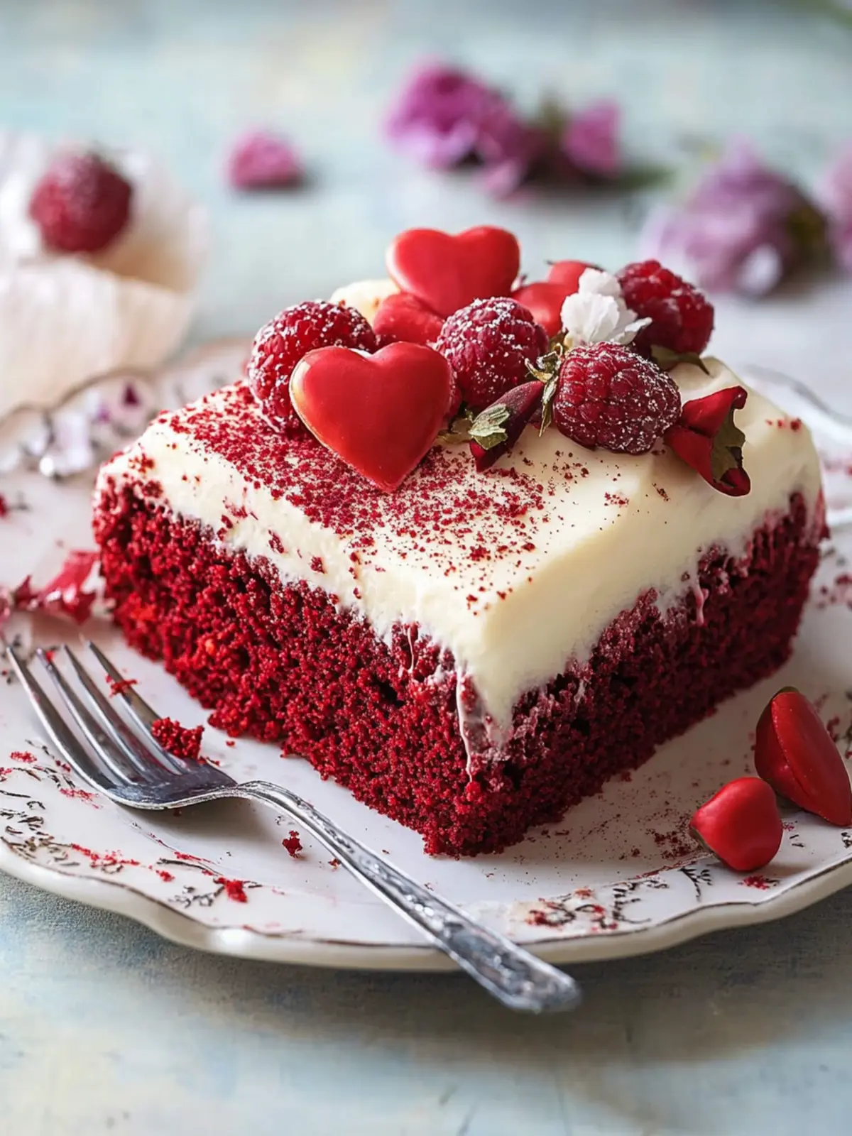 Valentinstags-Roter-Samt-Blechkuchen