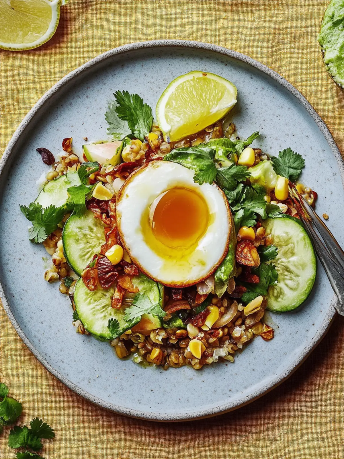 Crispy eggs on grains