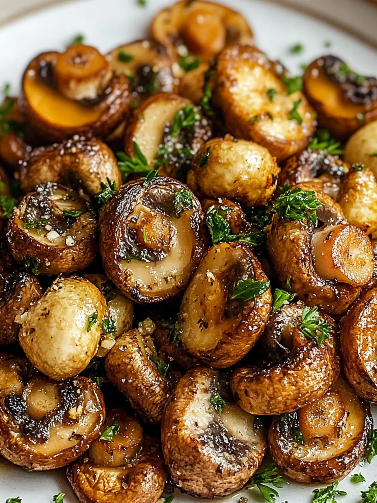 Crispy mushrooms from the air fryer with garlic and herbs