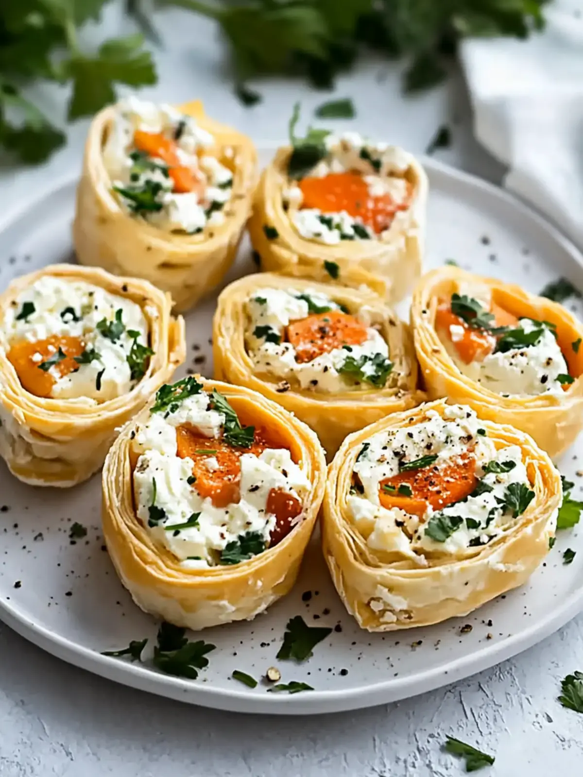 Feta-Röllchen mit Paprika und Kräutern einfach selber machen