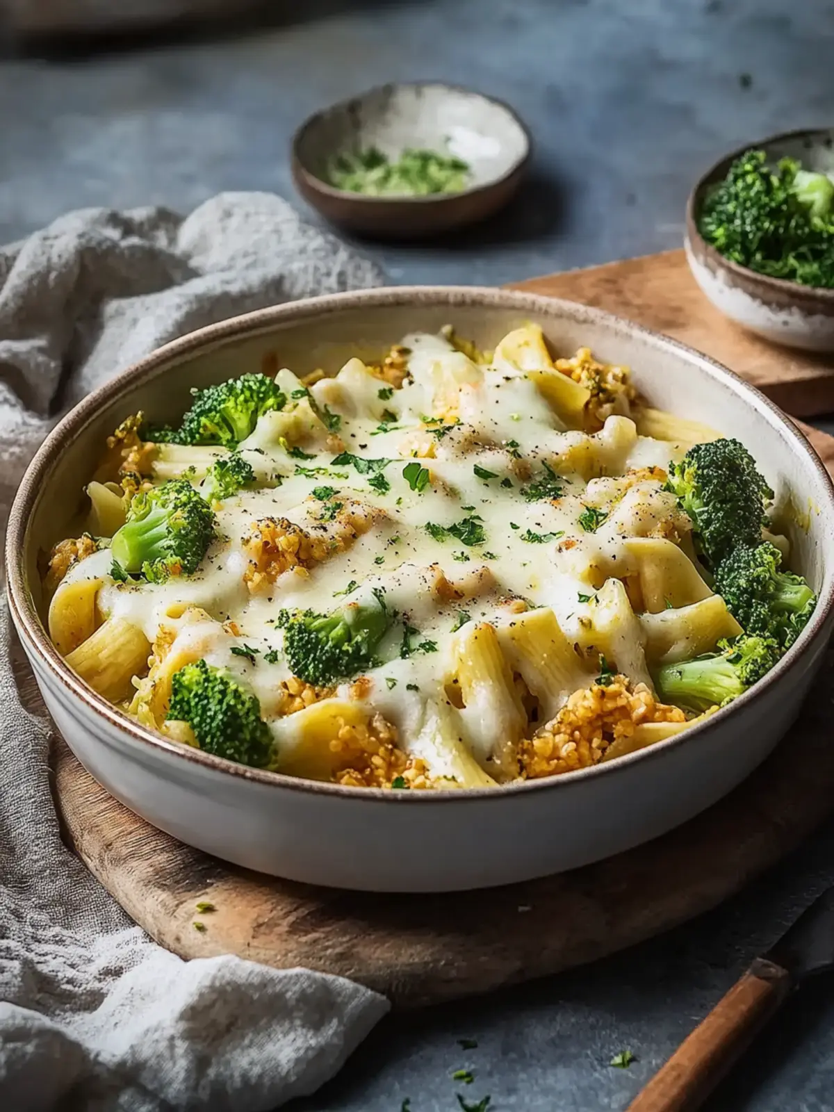 Brussels sprouts noodle casserole with creamy sauce: a delight