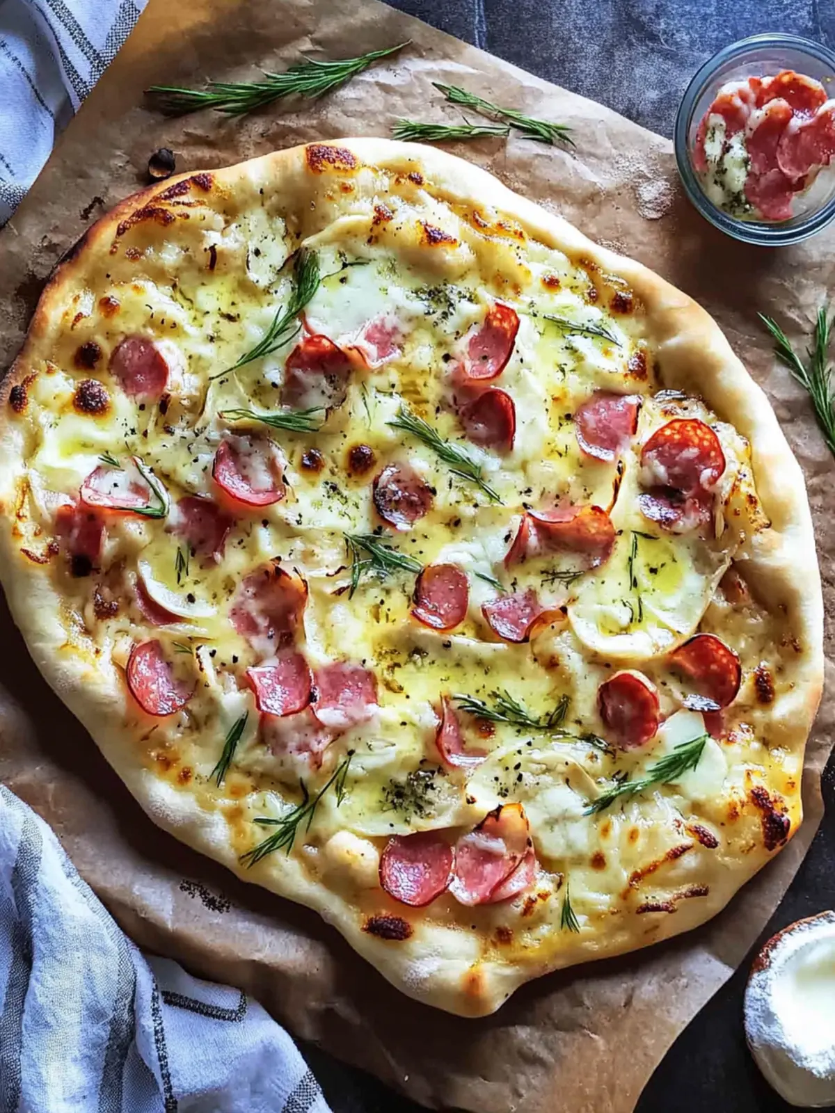 Flammkuchen-Rezept – (deutsche Pizza mit Sauerrahm)