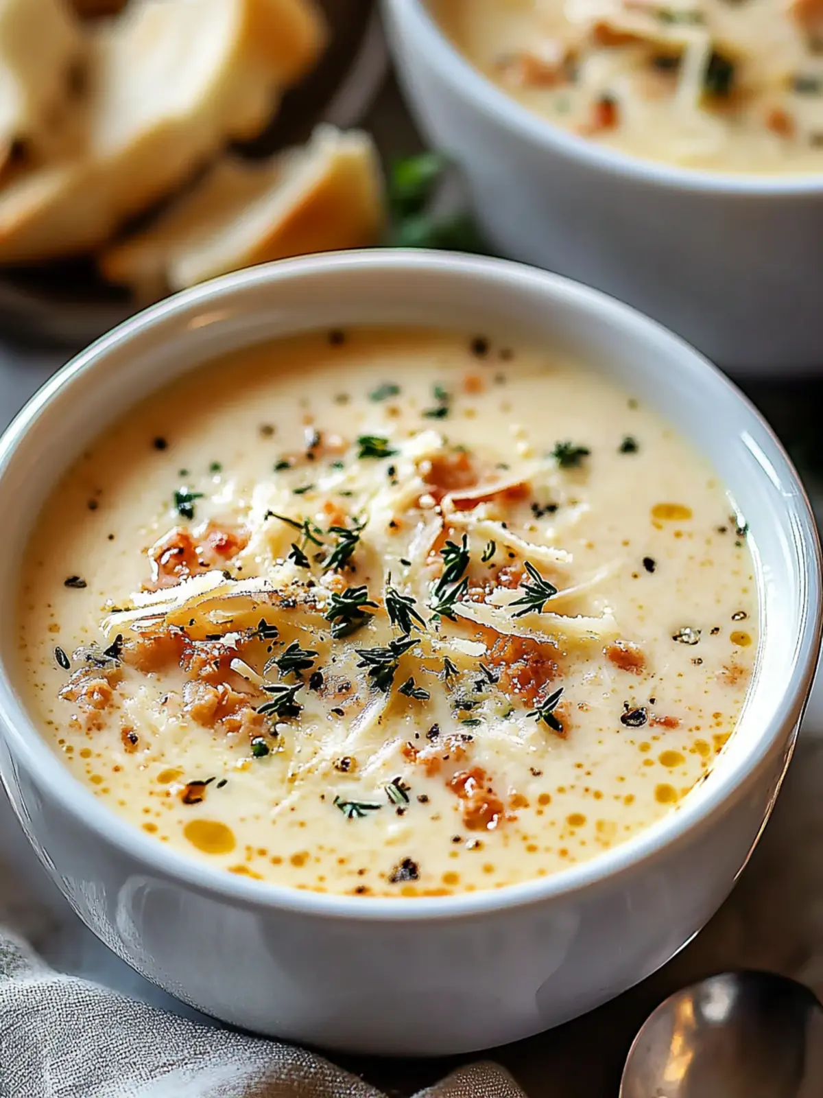 Einfache, cremige Crock Pot Hähnchen Parmesan Suppe