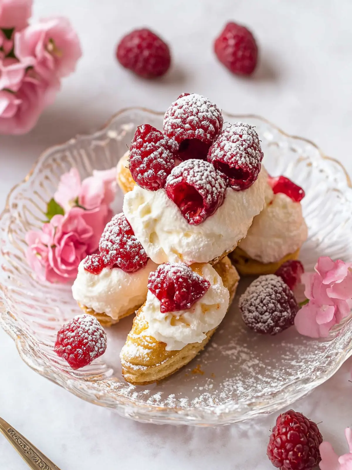 Blätterteigherzen mit Himbeeren (Valentinstag)