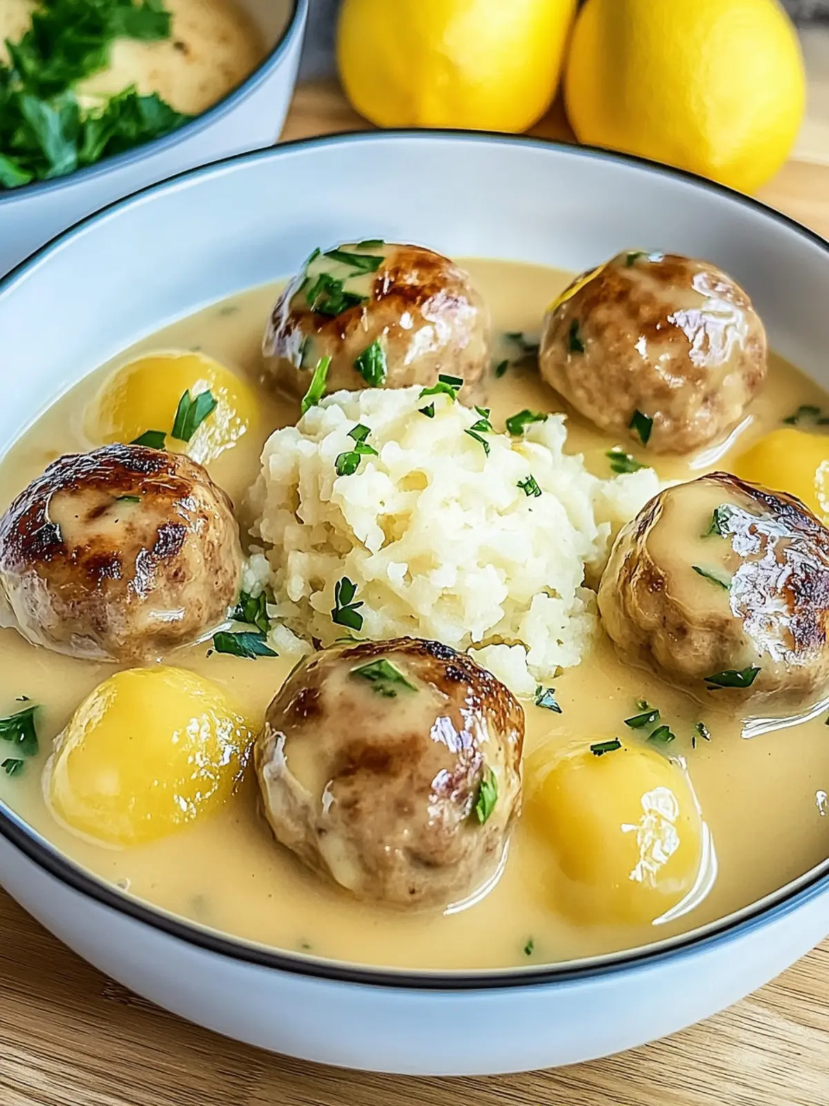 Hackbällchen in cremiger Sauce mit Kartoffelpüree – Ein herzhafter Genuss für die ganze Familie