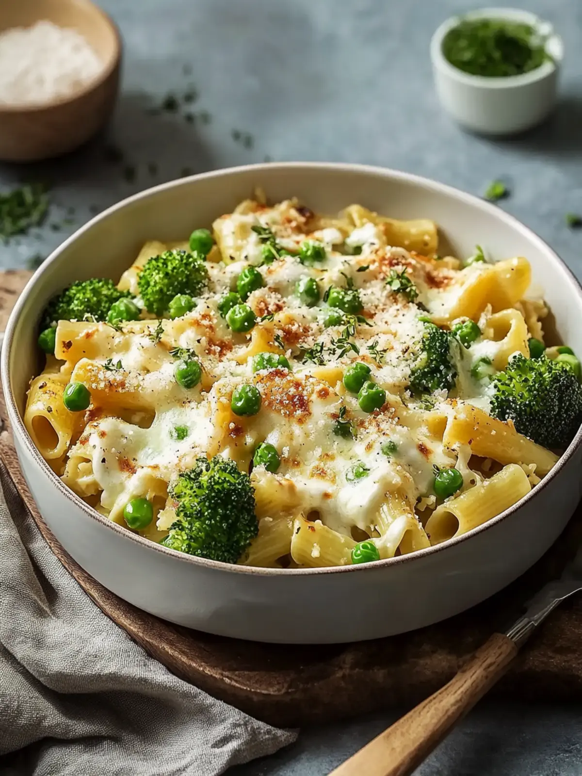 Brussels sprouts noodle casserole with creamy sauce: a delight