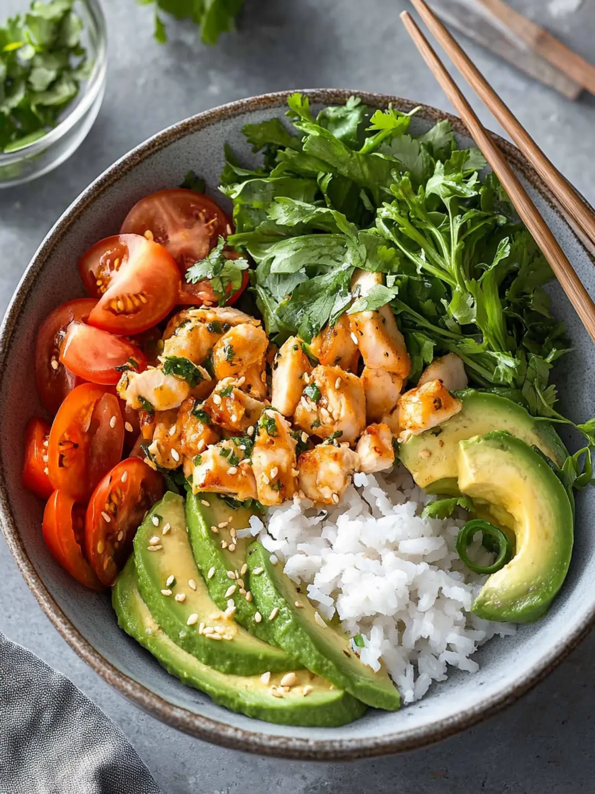 Asia-Bowl mit Kräutersalat