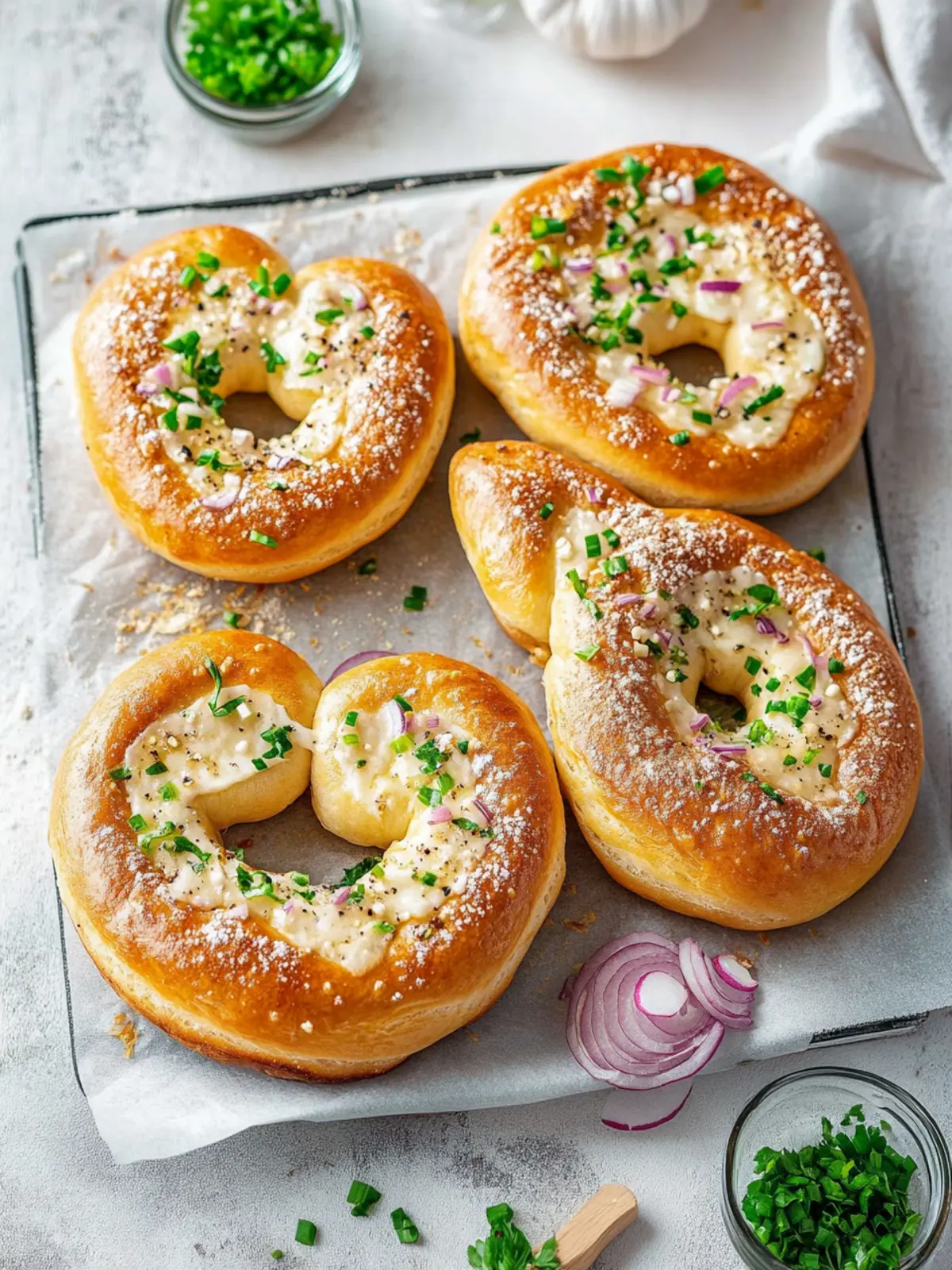 Überbackene Brezeln mit Schinken und Käse