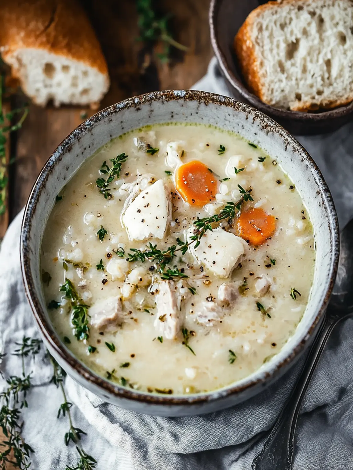 Cremige Hühner-Reis-Suppe