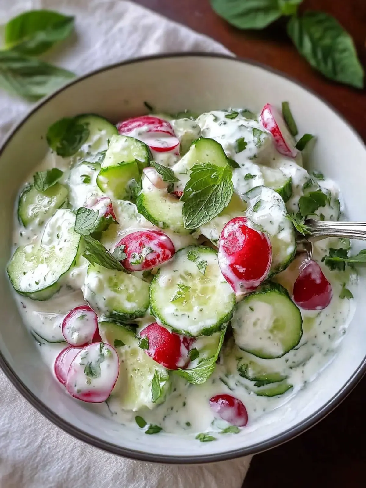 Radieschen-Gurken-Joghurt-Salat