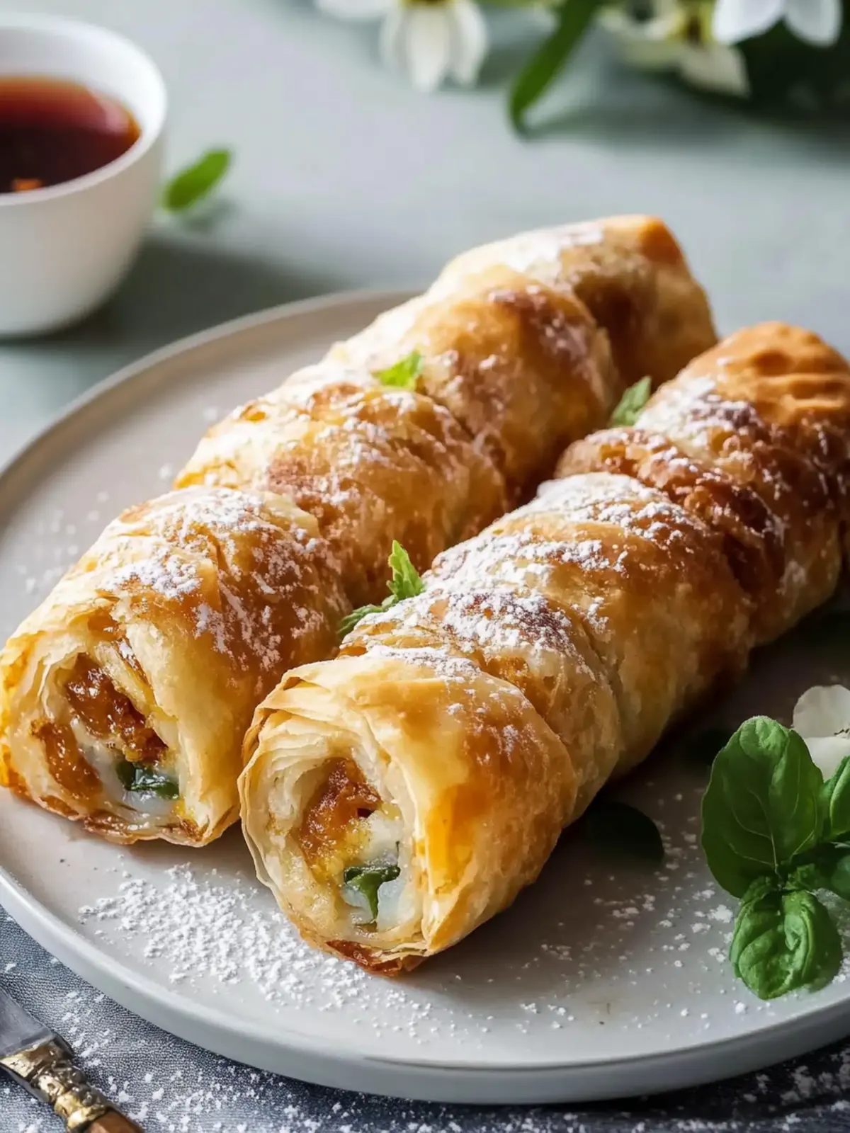 Goldene knusprige Reispapier-Frühlingsrollen selbstgemacht