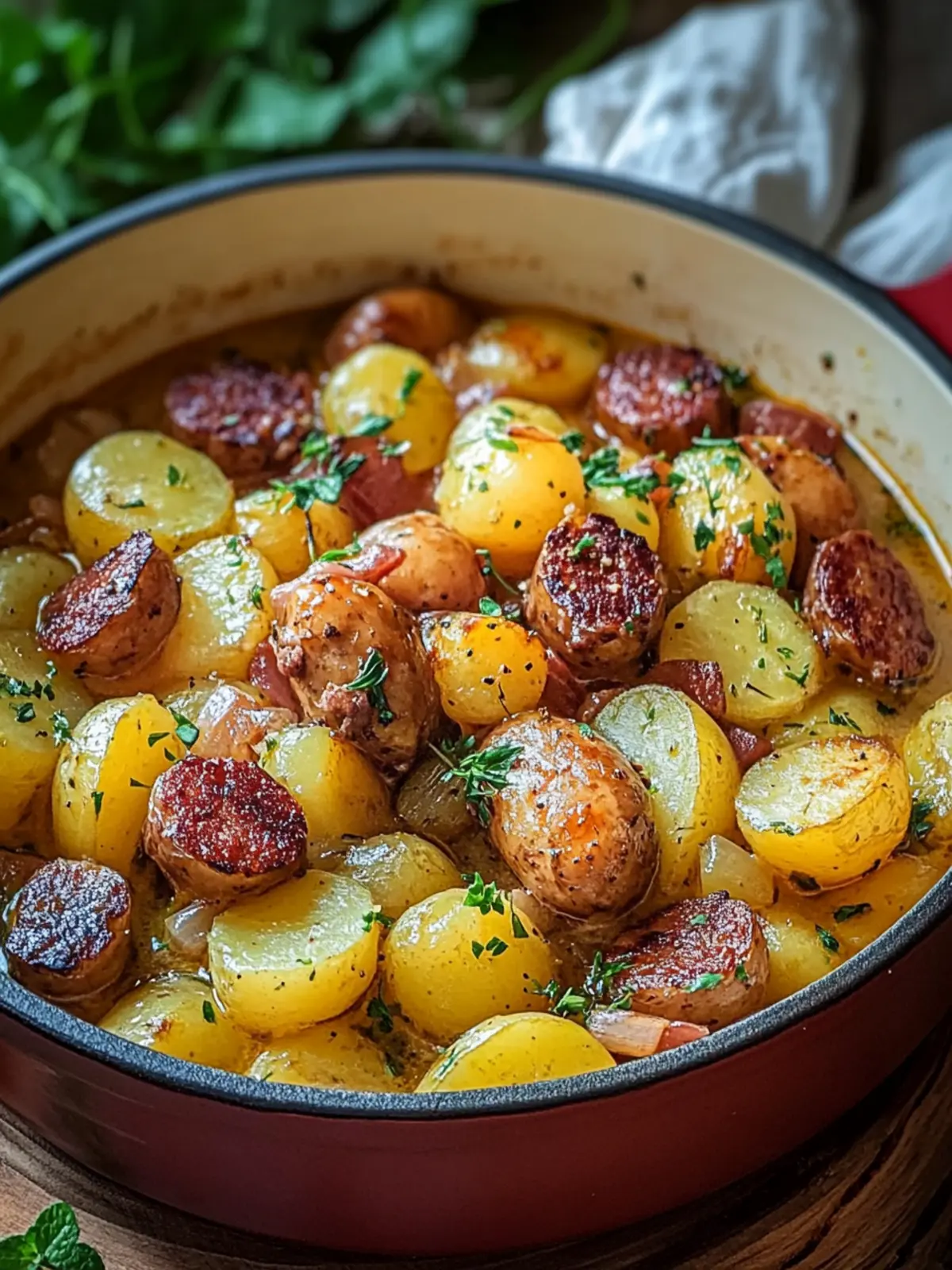 Delicious stew with potatoes & beef sausages - quick to make