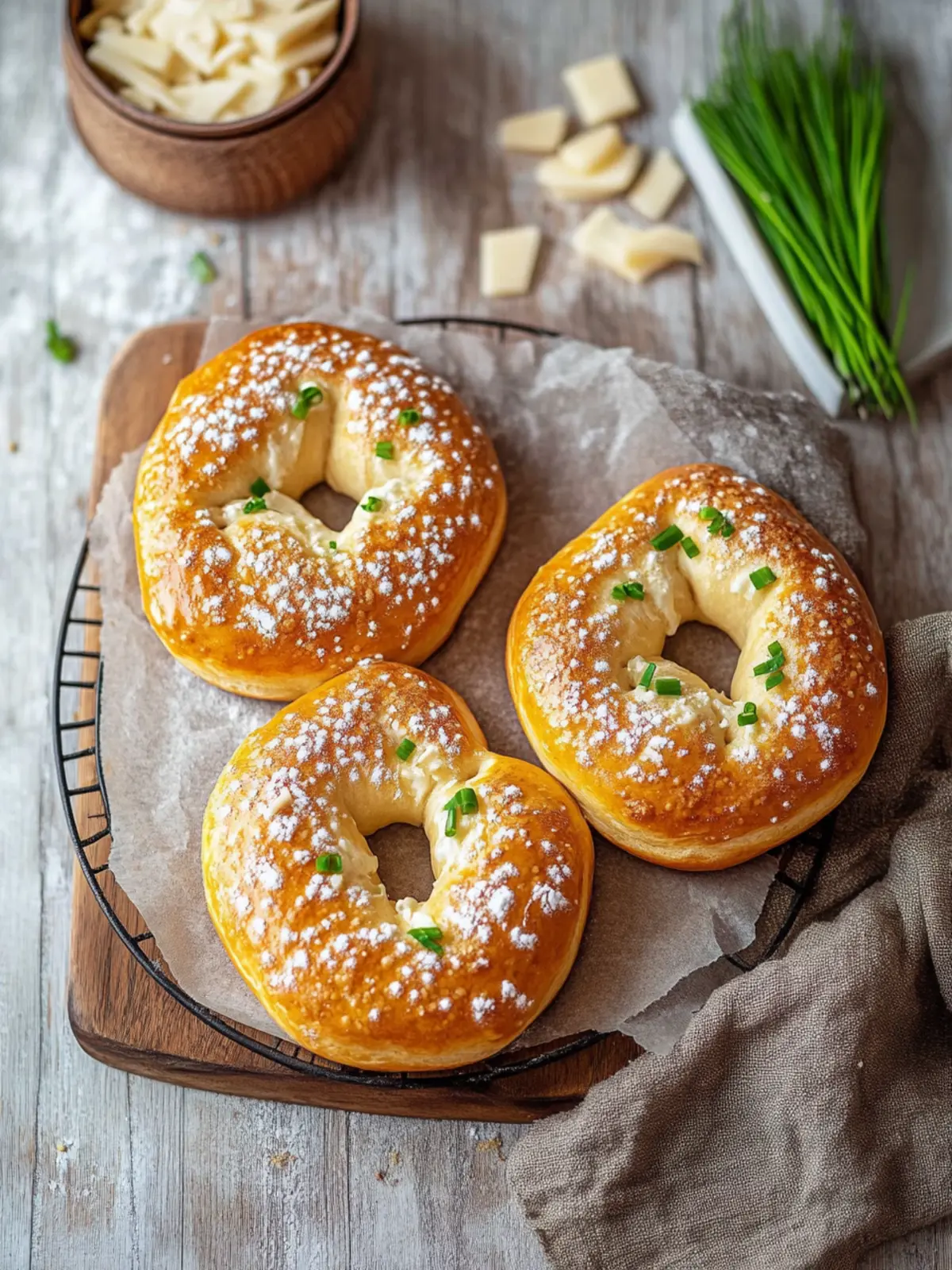 Überbackene Brezeln mit Schinken und Käse