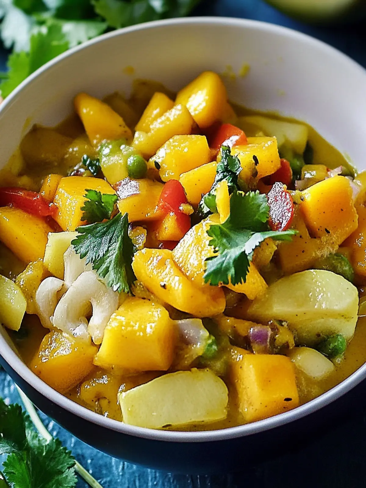 Spitzkohl-Curry mit gebratener Mango