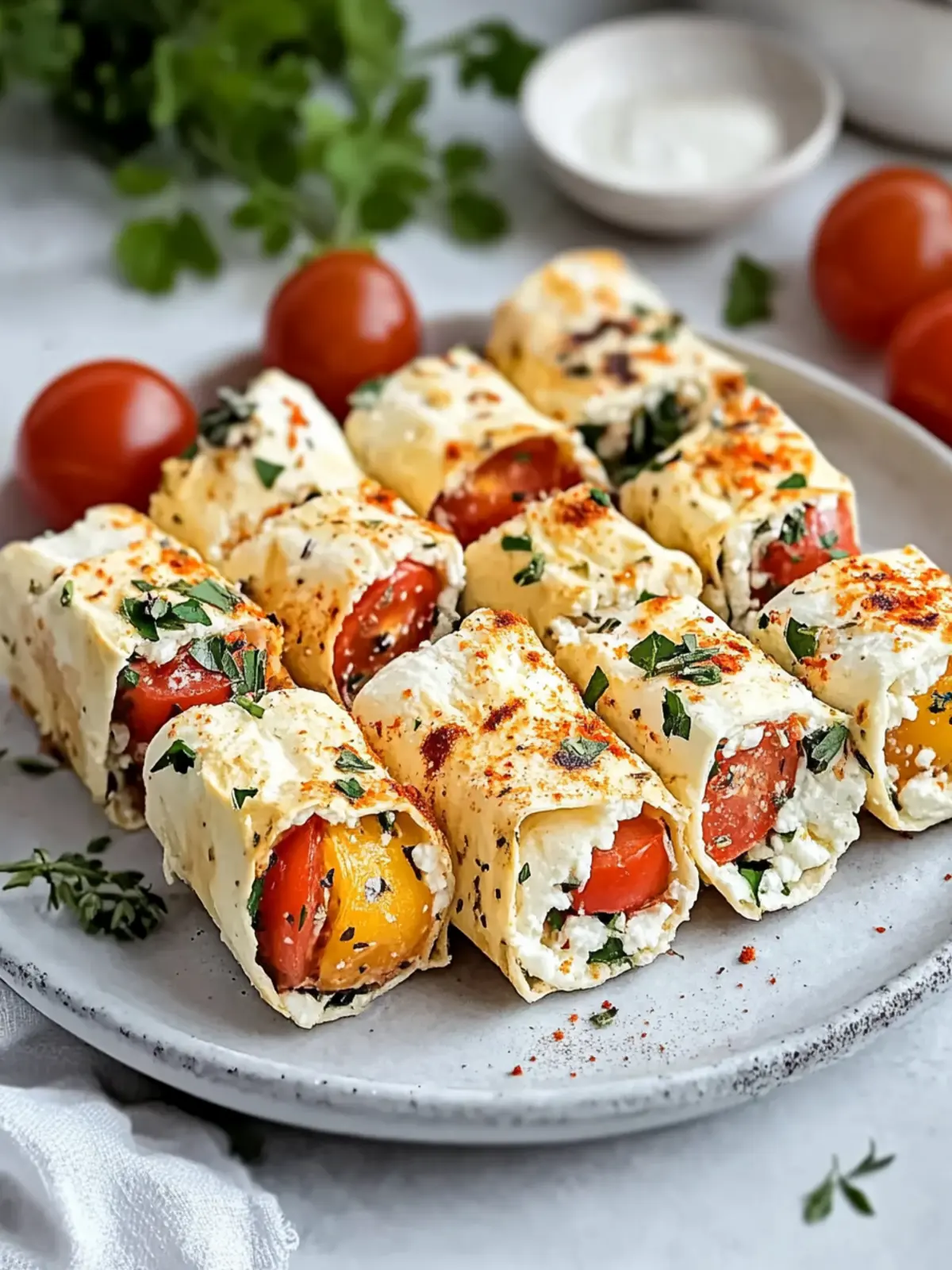 Feta-Röllchen mit Paprika und Kräutern einfach selber machen