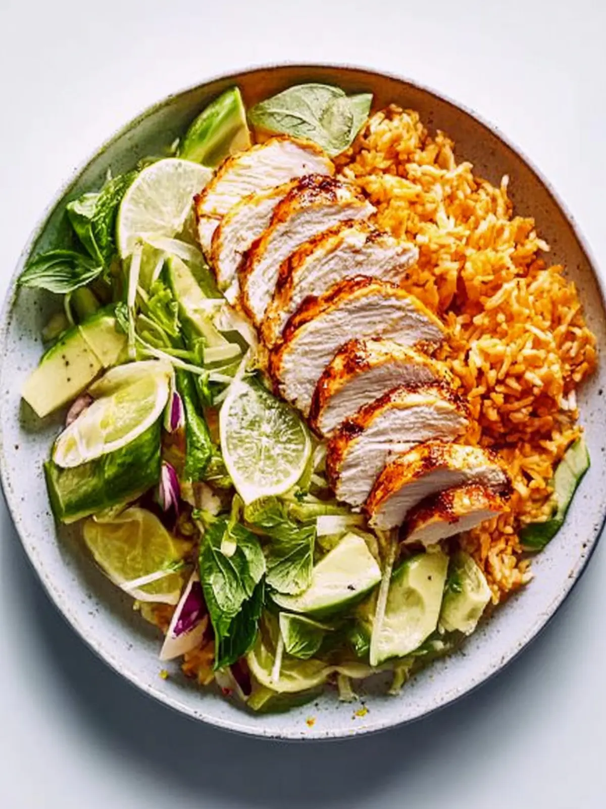 Rote Curry-Hühnchen-Reis-Schüsseln