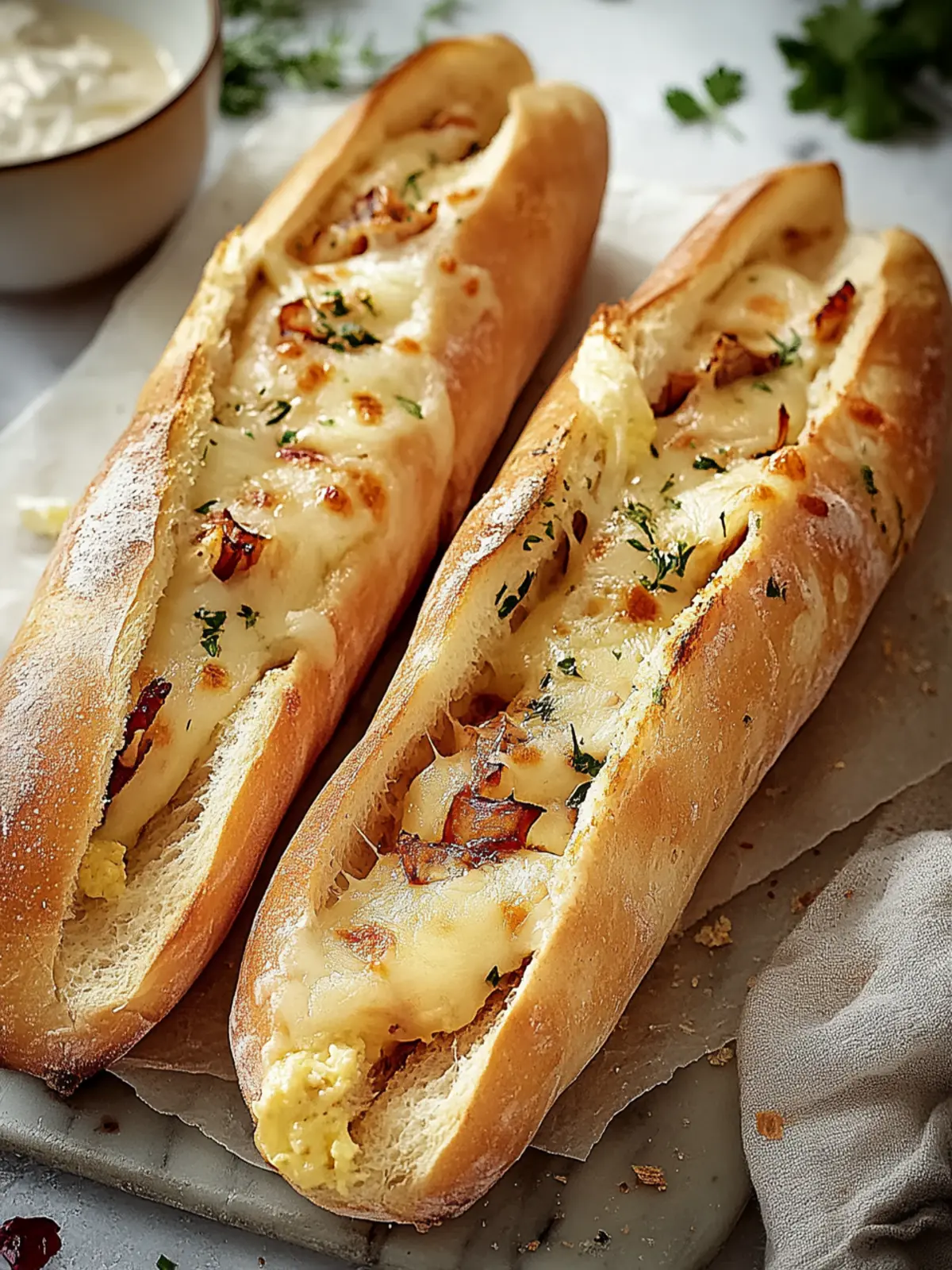 Gefüllte Ofen-Baguettes