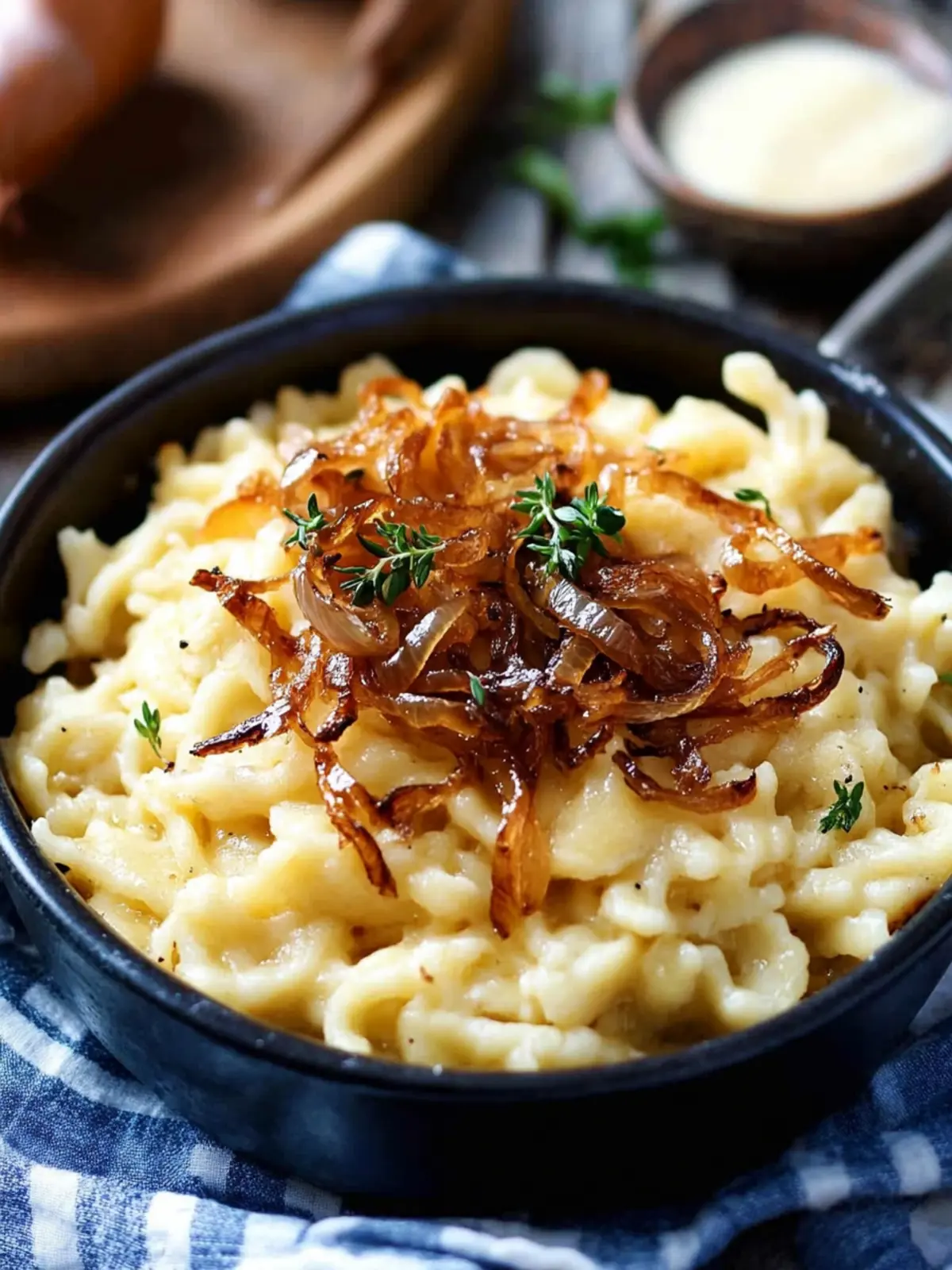 Simple cheese spätzle – cheese spätzle with caramelized onions