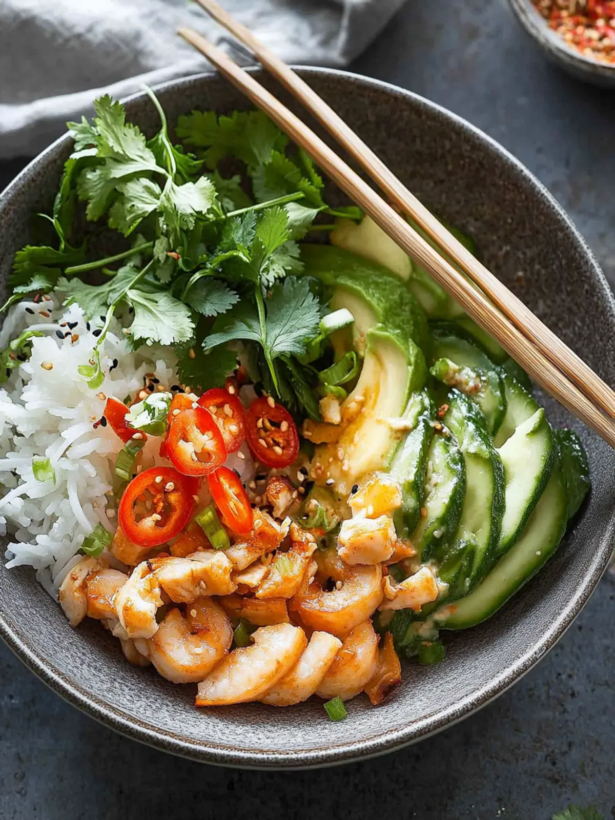 Asia-Bowl mit Kräutersalat