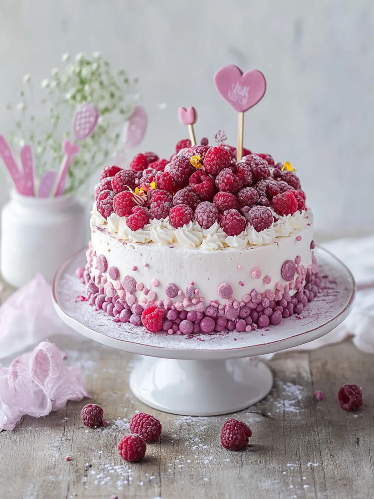 Birthday cake with raspberries no baking