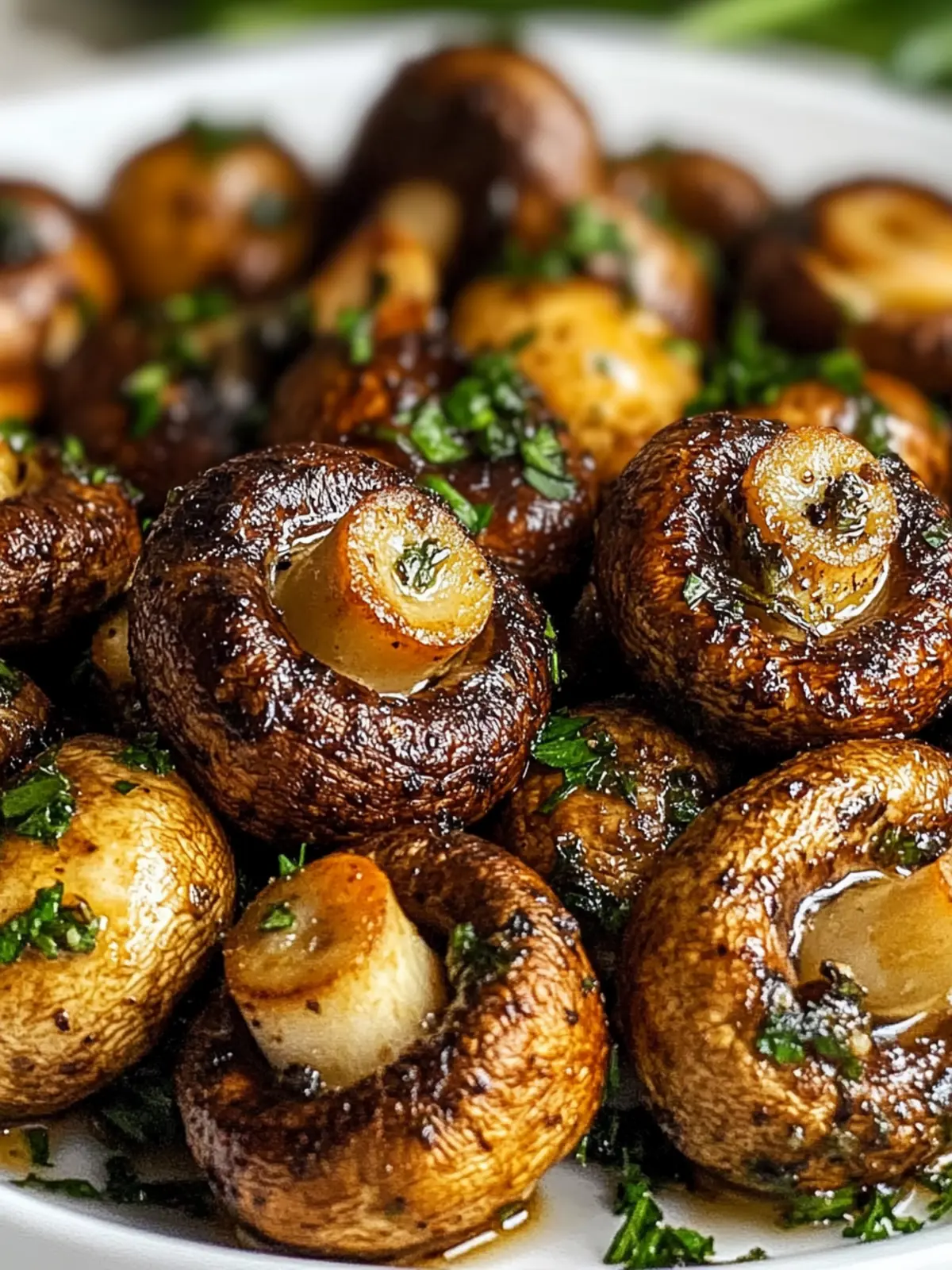 Crispy mushrooms from the air fryer with garlic and herbs