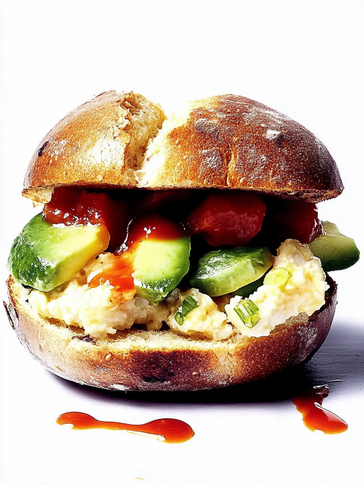 Breakfast sandwich with egg and avocado