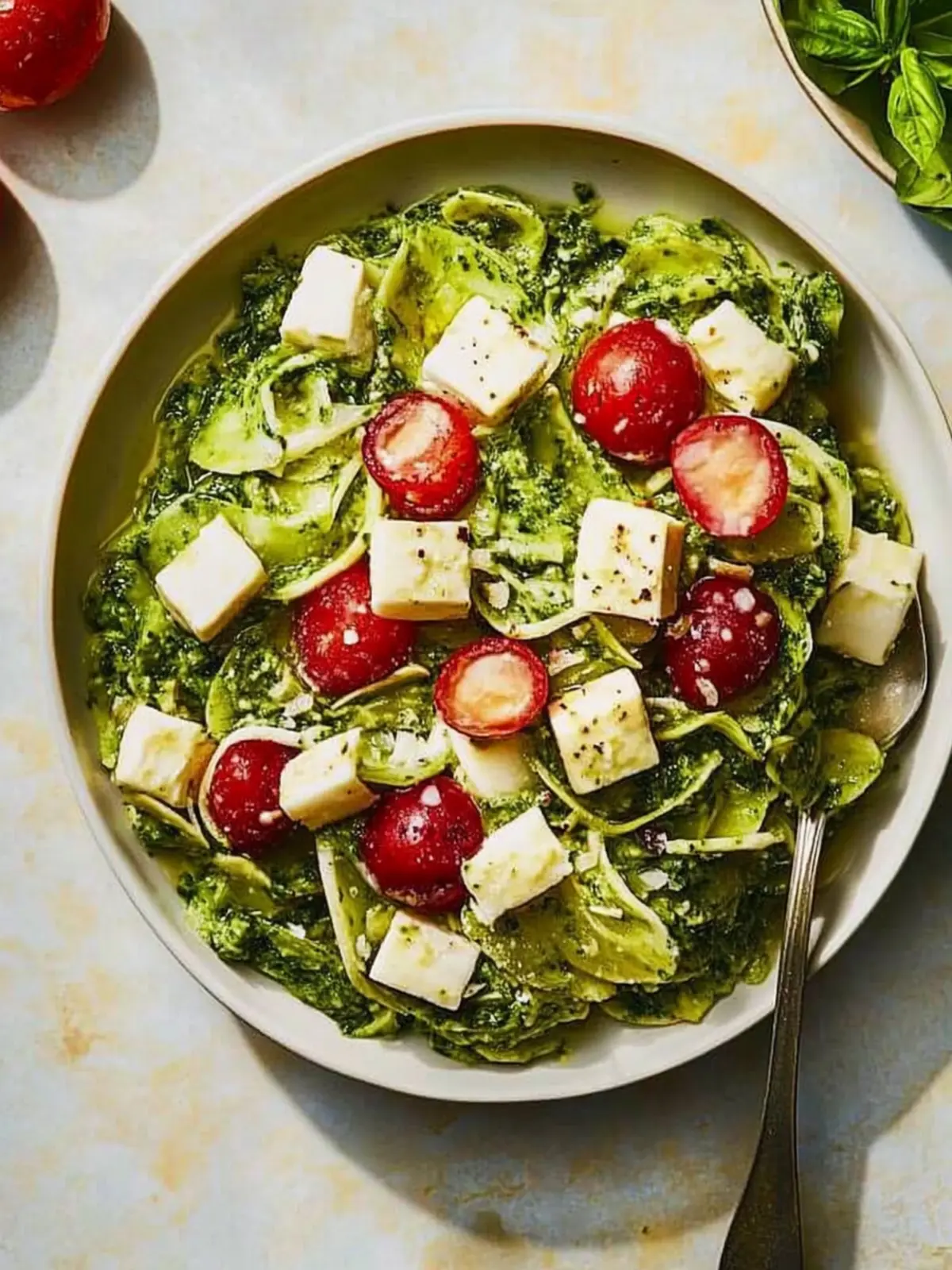 Zucchini-Pesto-Gerste aus einer Pfanne