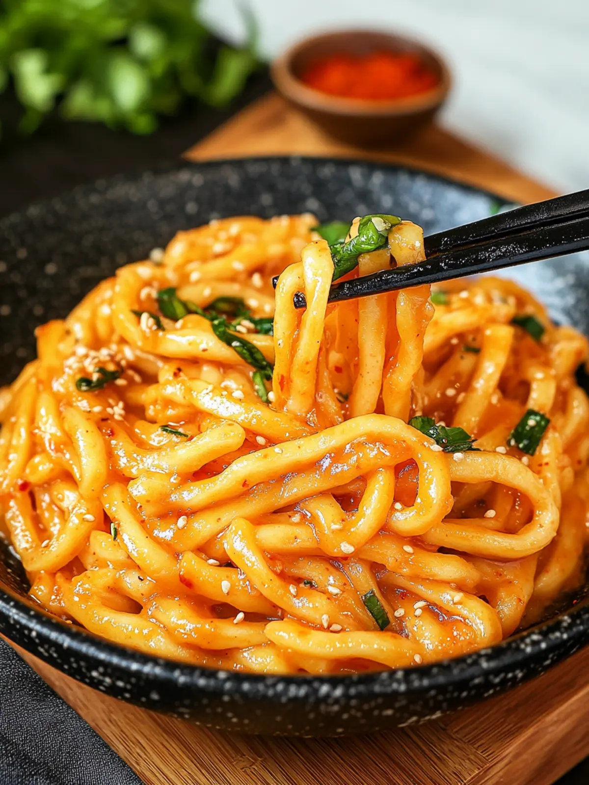 Cremige Gochujang-Udon-Nudeln