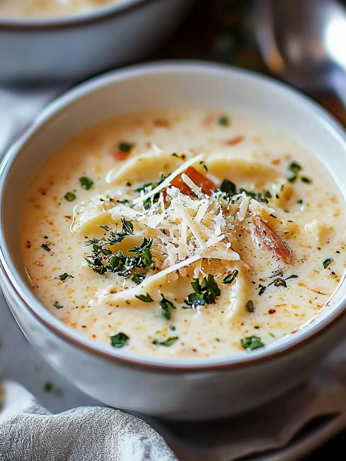Einfache, cremige Crock Pot Hähnchen Parmesan Suppe