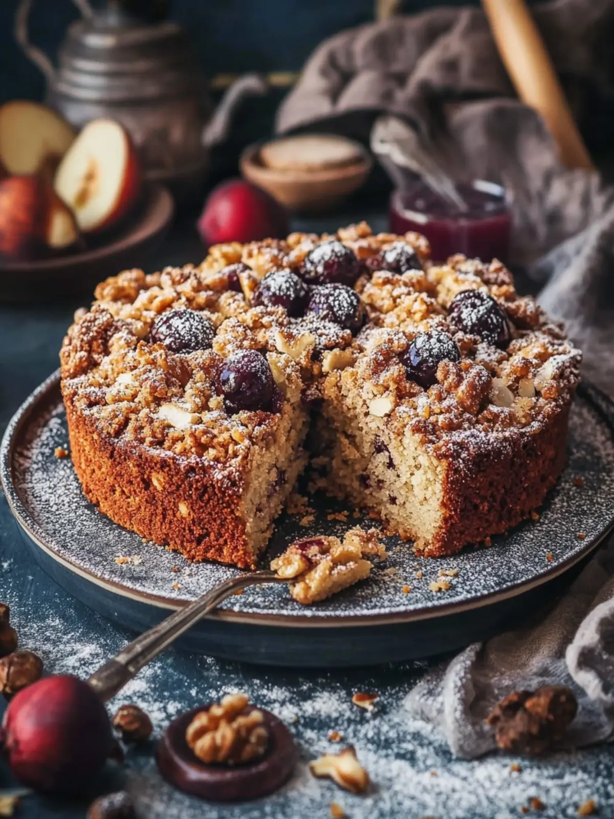 Walnut Plum Cake with Cinnamon Crumble – Autumnal Delight