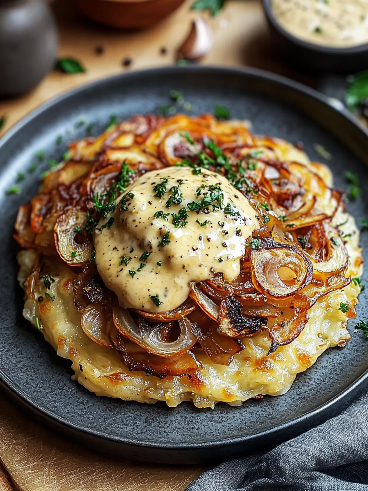 Mozzarella-Rösti mit Zwiebel-Pilzrahmsauce entdecken