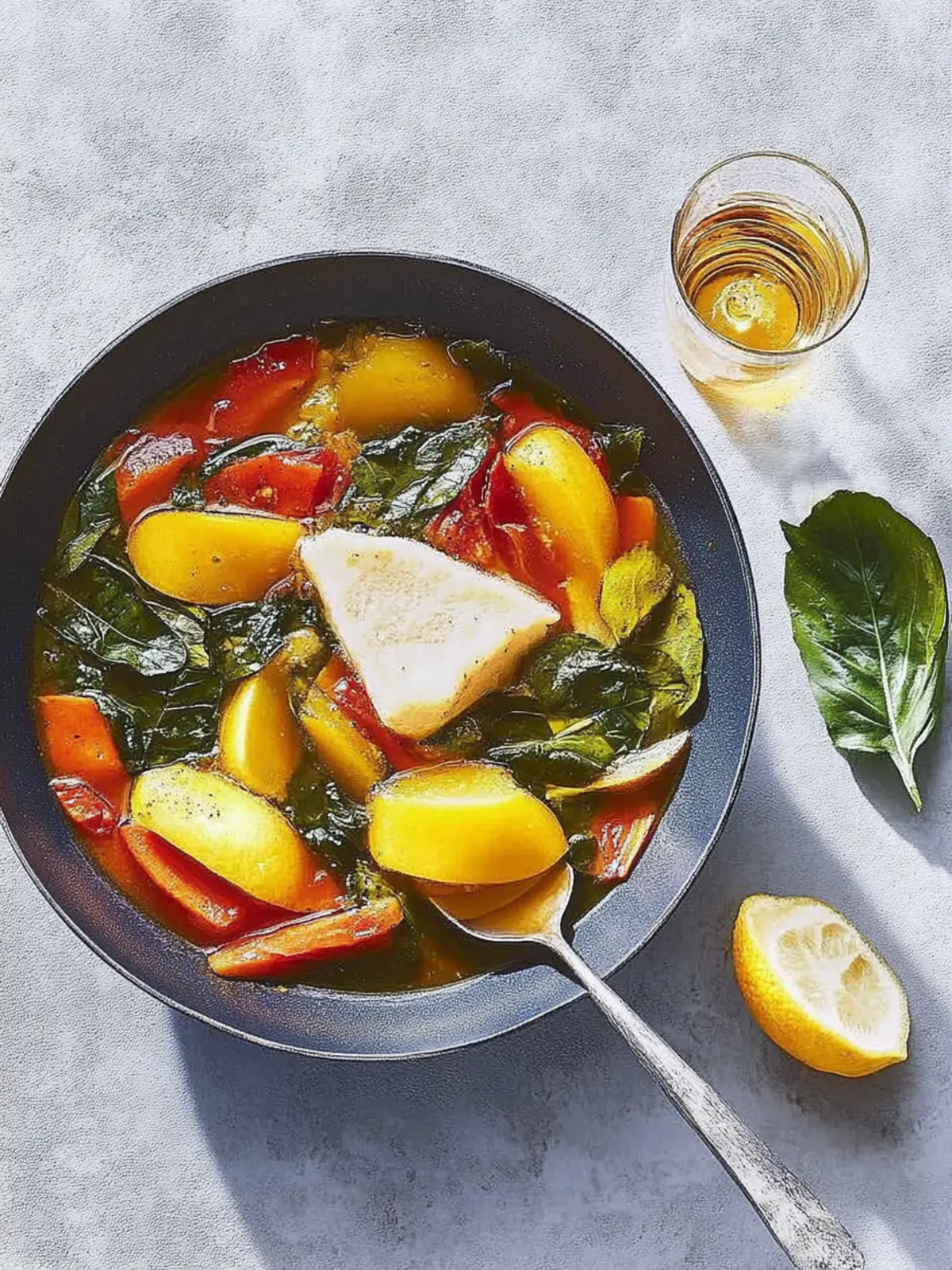Kabeljau auf Tomaten-Spinat-Kartoffeln