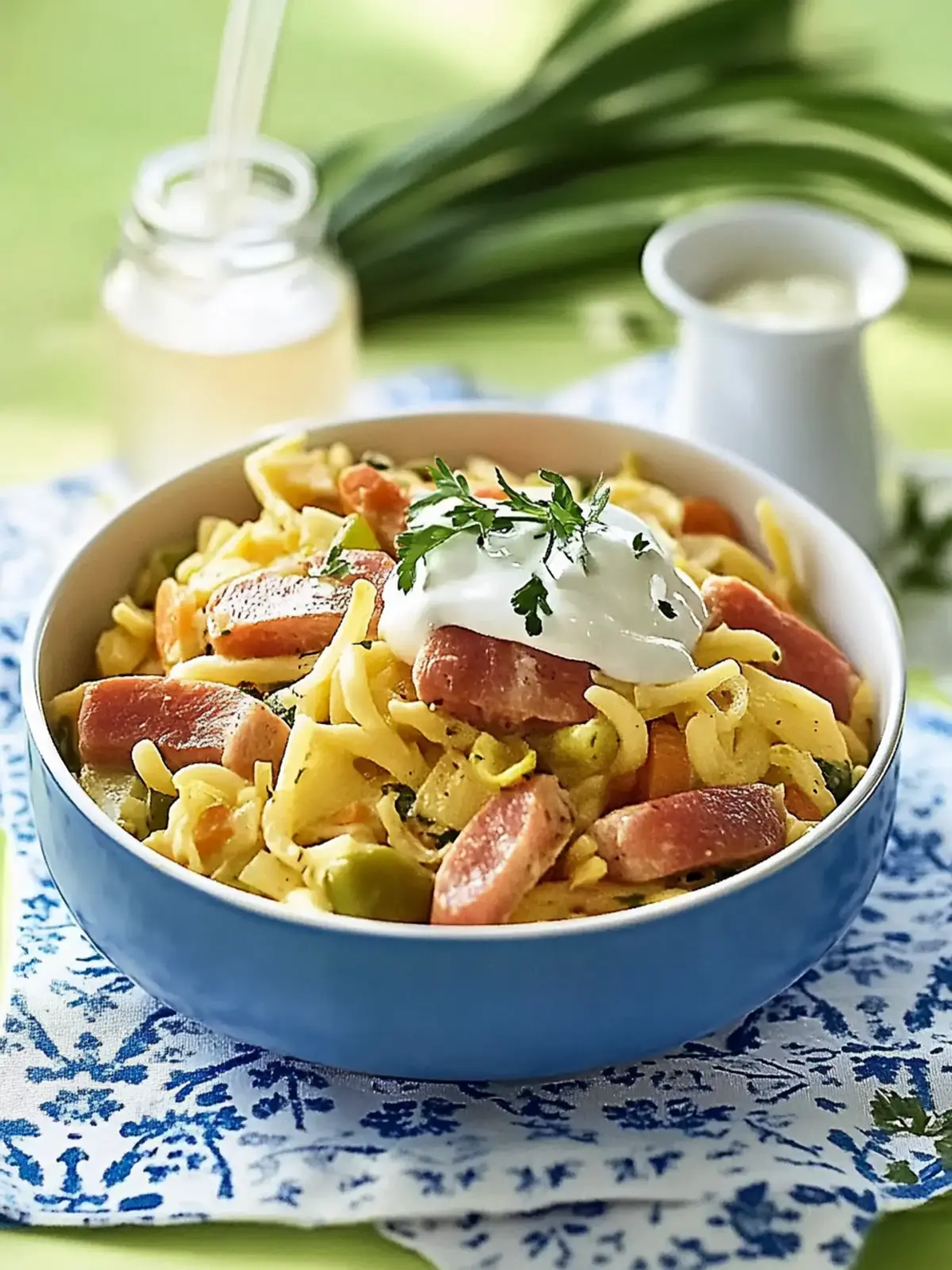 Sauerkraut-Spätzle-Pfanne mit Leberkäse