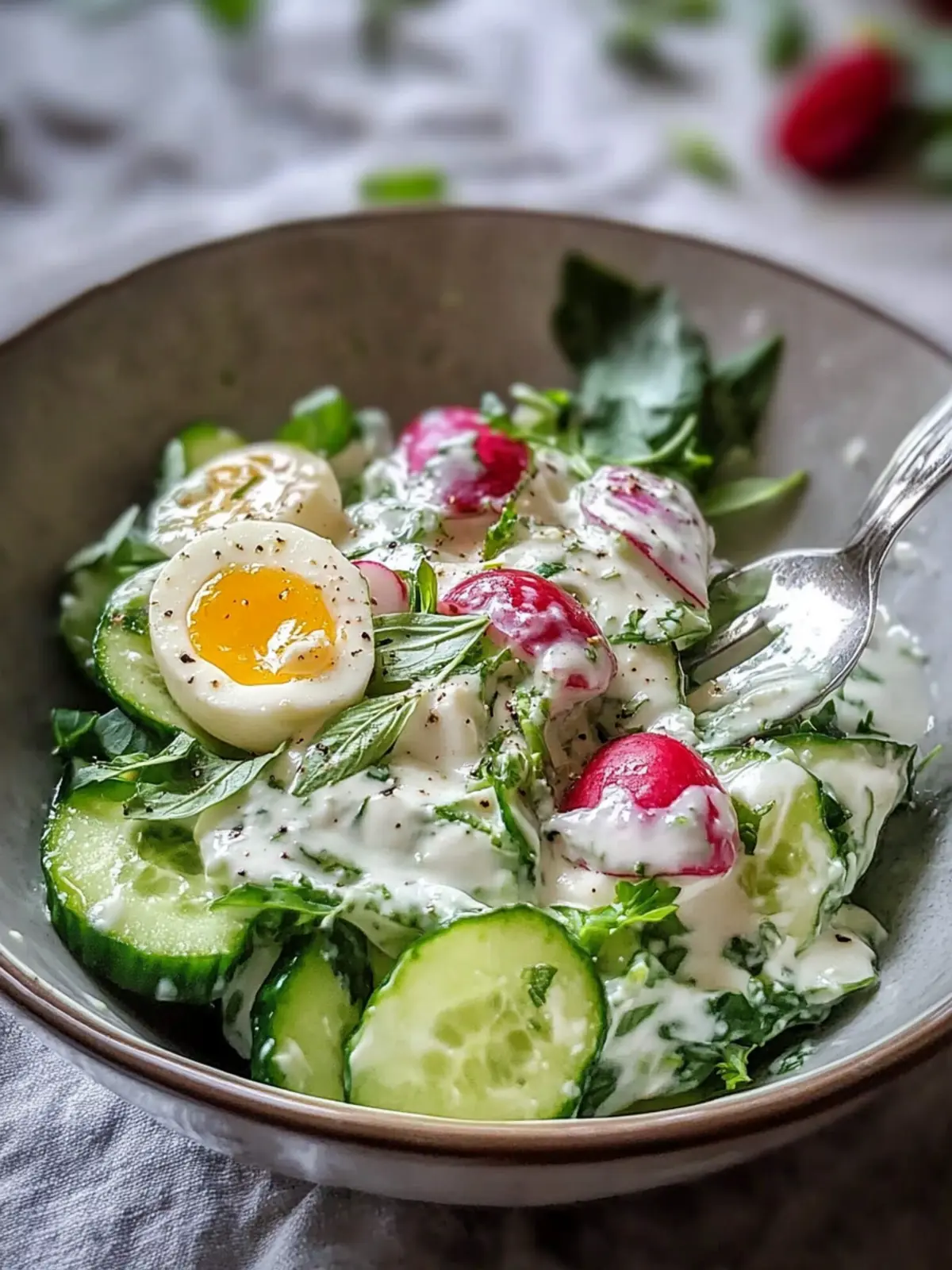 Radieschen-Gurken-Joghurt-Salat