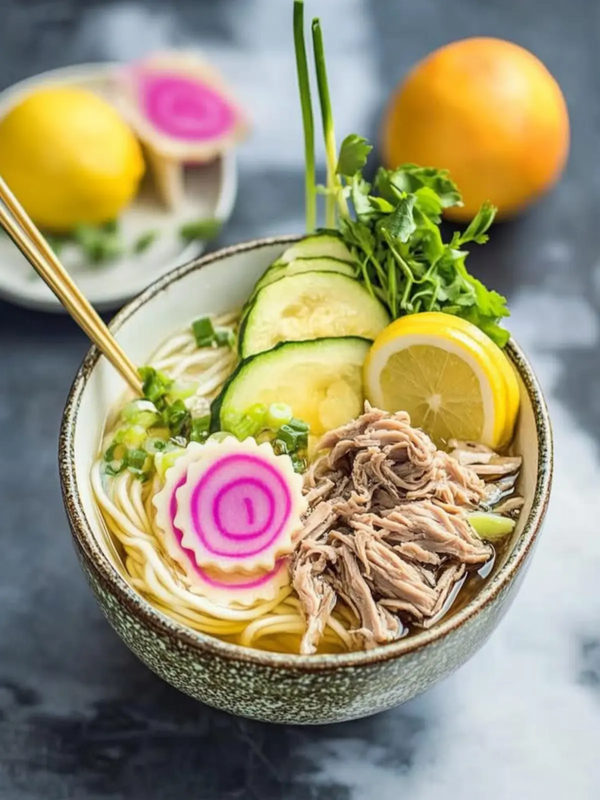 Farbenfrohe Udon-Schüssel