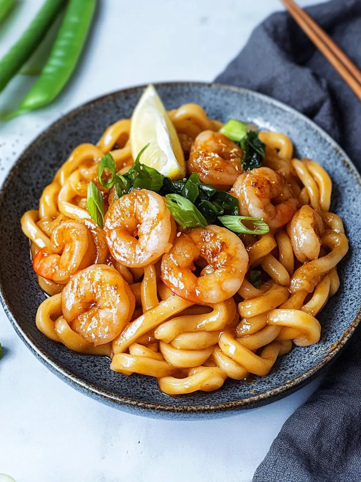 Yaki Udon mit Garnelen (Japanische gebratene Nudeln)