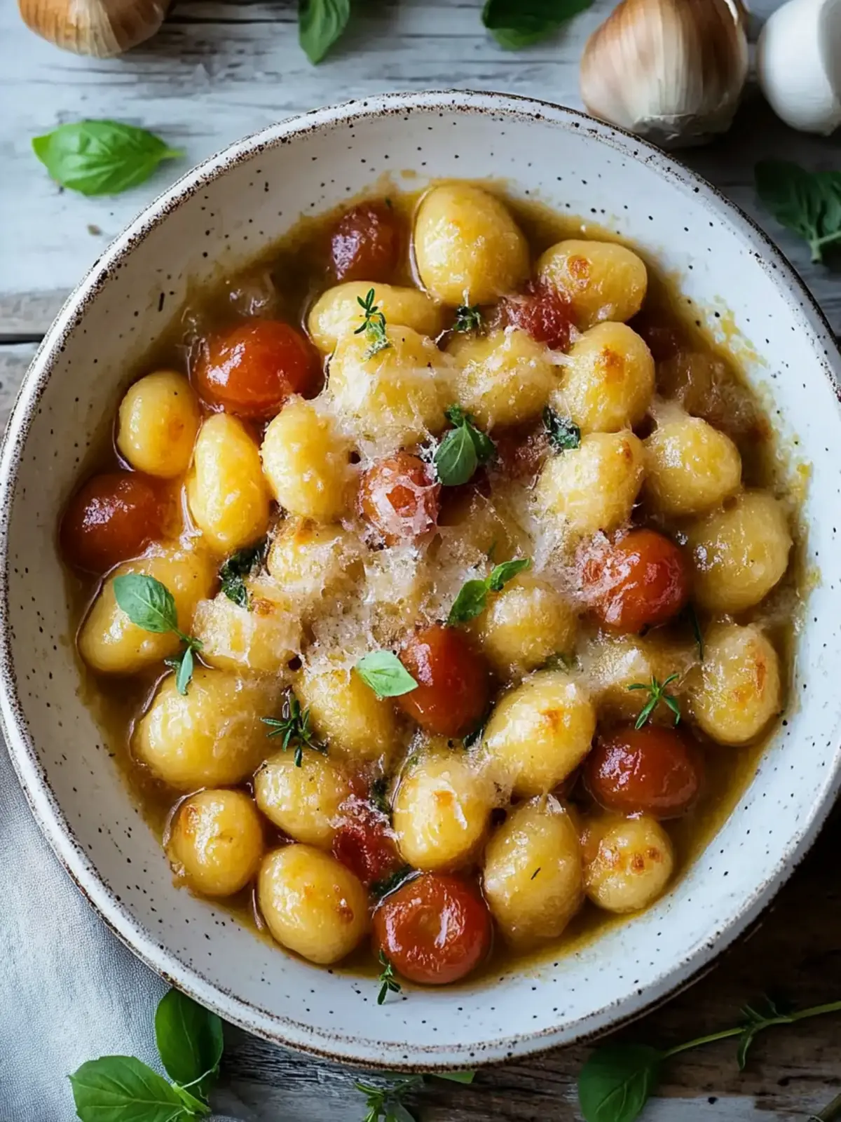 Einfache gebackene französische Zwiebelgnocchi