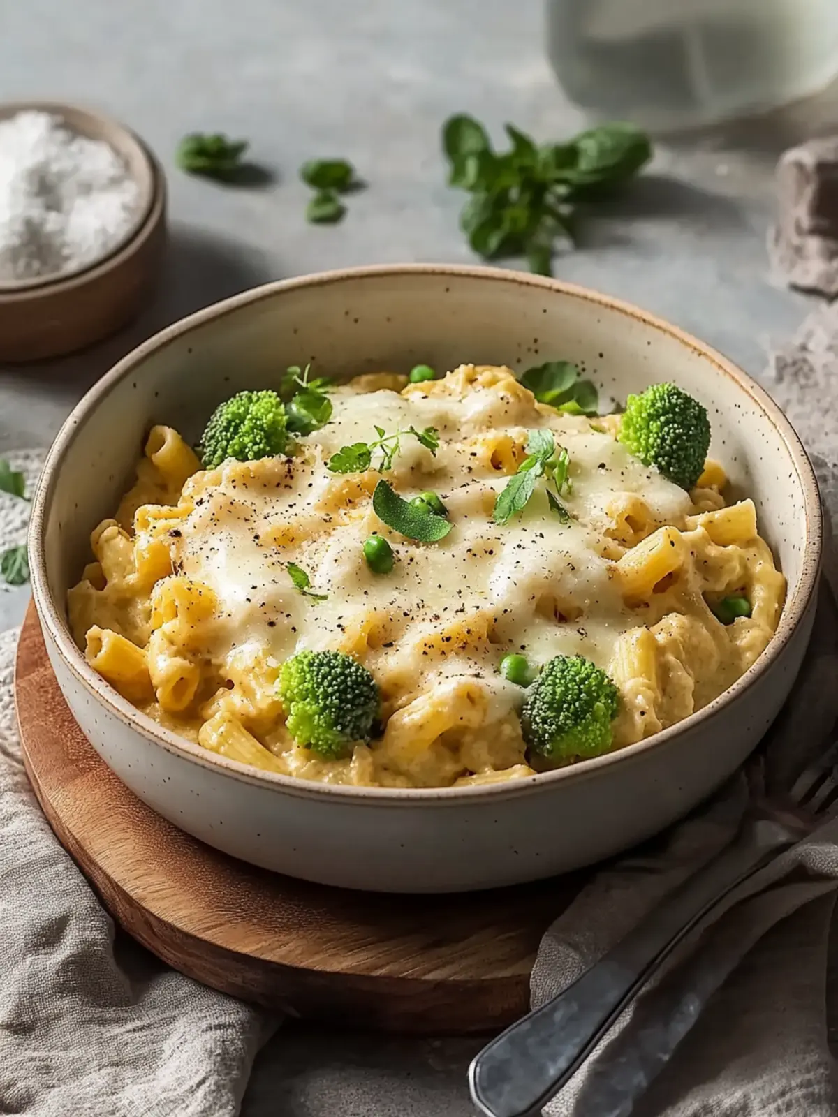 Brussels sprouts noodle casserole with creamy sauce: a delight