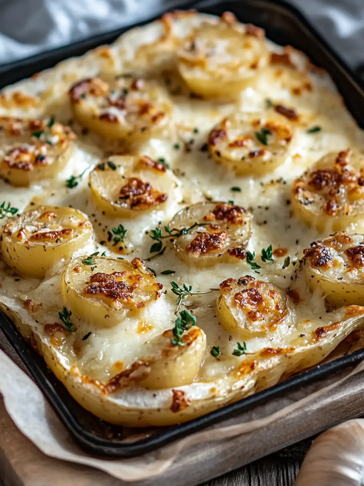 Stuffed potatoes in tarte flambée style - savory oven dish with flair
